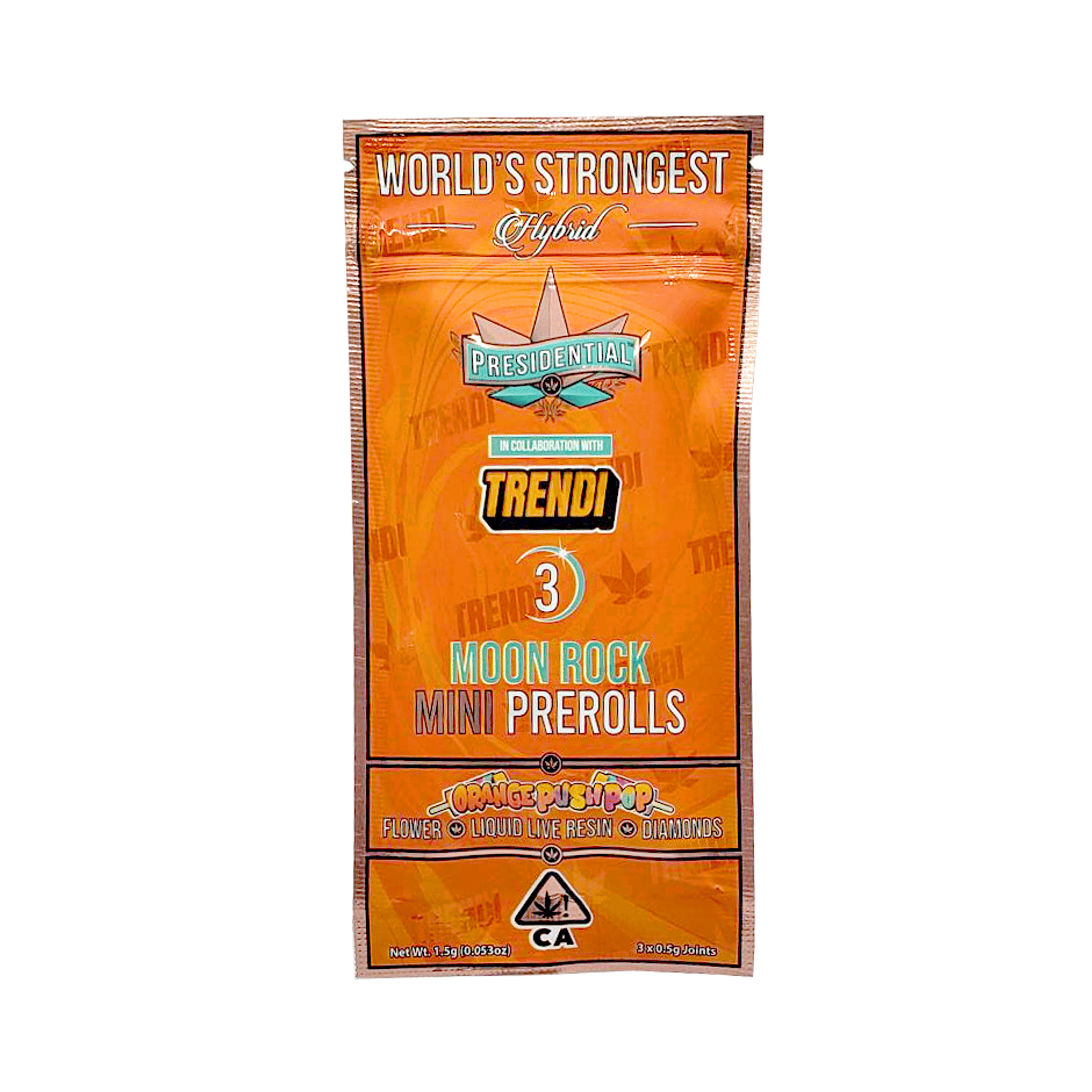 Presidential x Trendi Mini | .5gx3pk - Orange Push Pop - Moon Rock Infused Pre-Rolls - Hybrid - Presidential - - $23 - Pre-Rolls