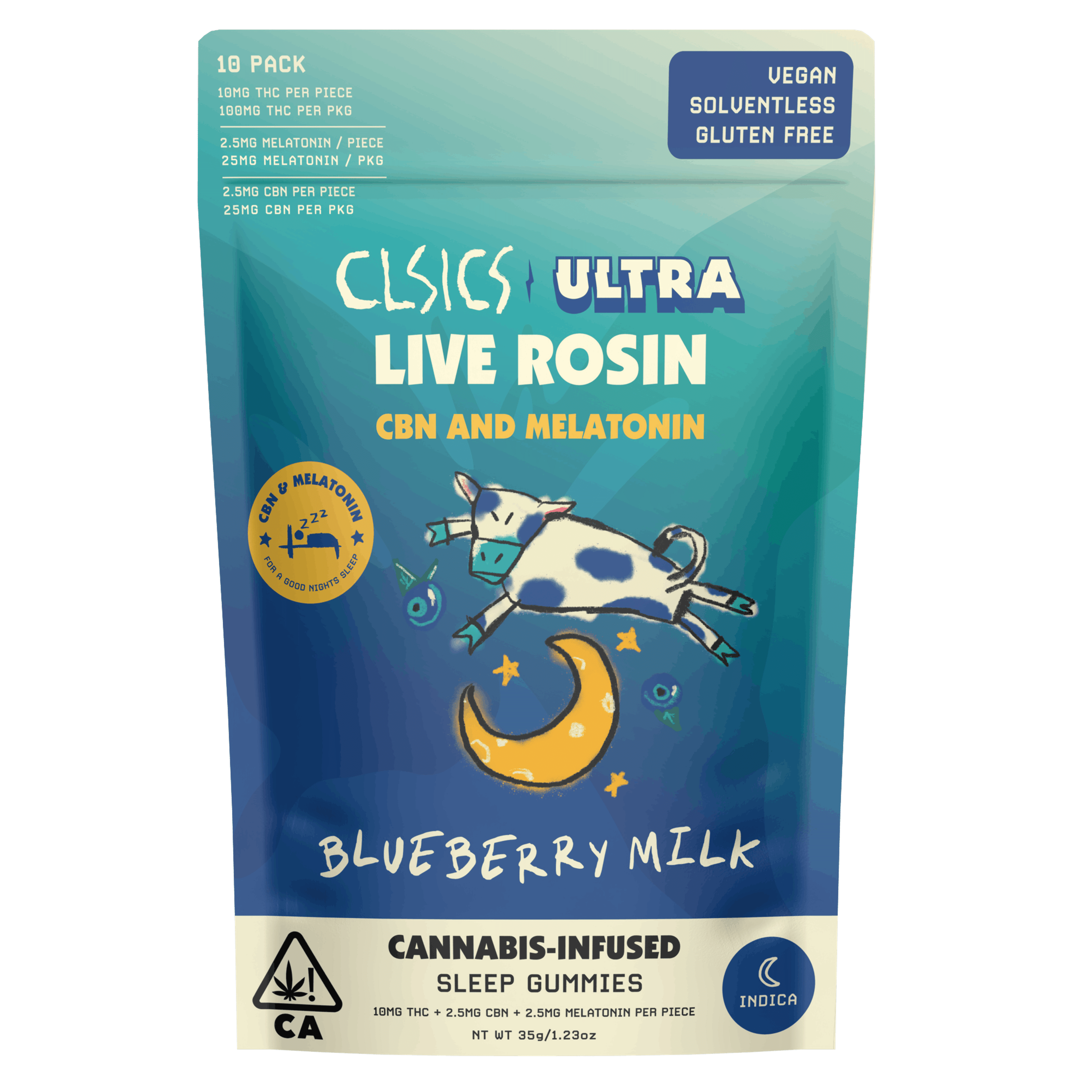 CBN & Melatonin Blueberry Milk - 10Pk GUMMIES LIVE ROSIN INFUSED - CLSICS Rosin & Rosin Infused Pre Rolls - - $18 - Edibles