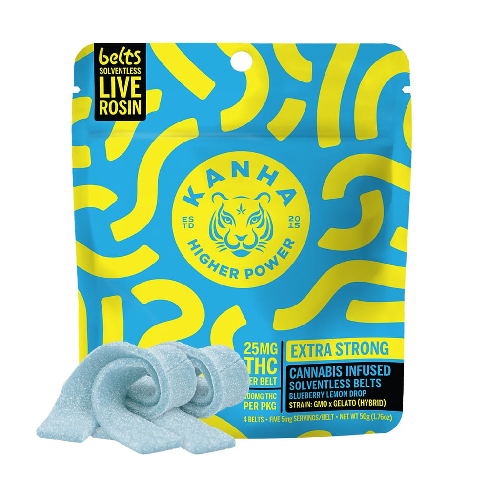 Blueberry Lemon Drop Solventless Live Rosin Gummy Belts - Kanha - 4 Piece - $22 - Edibles