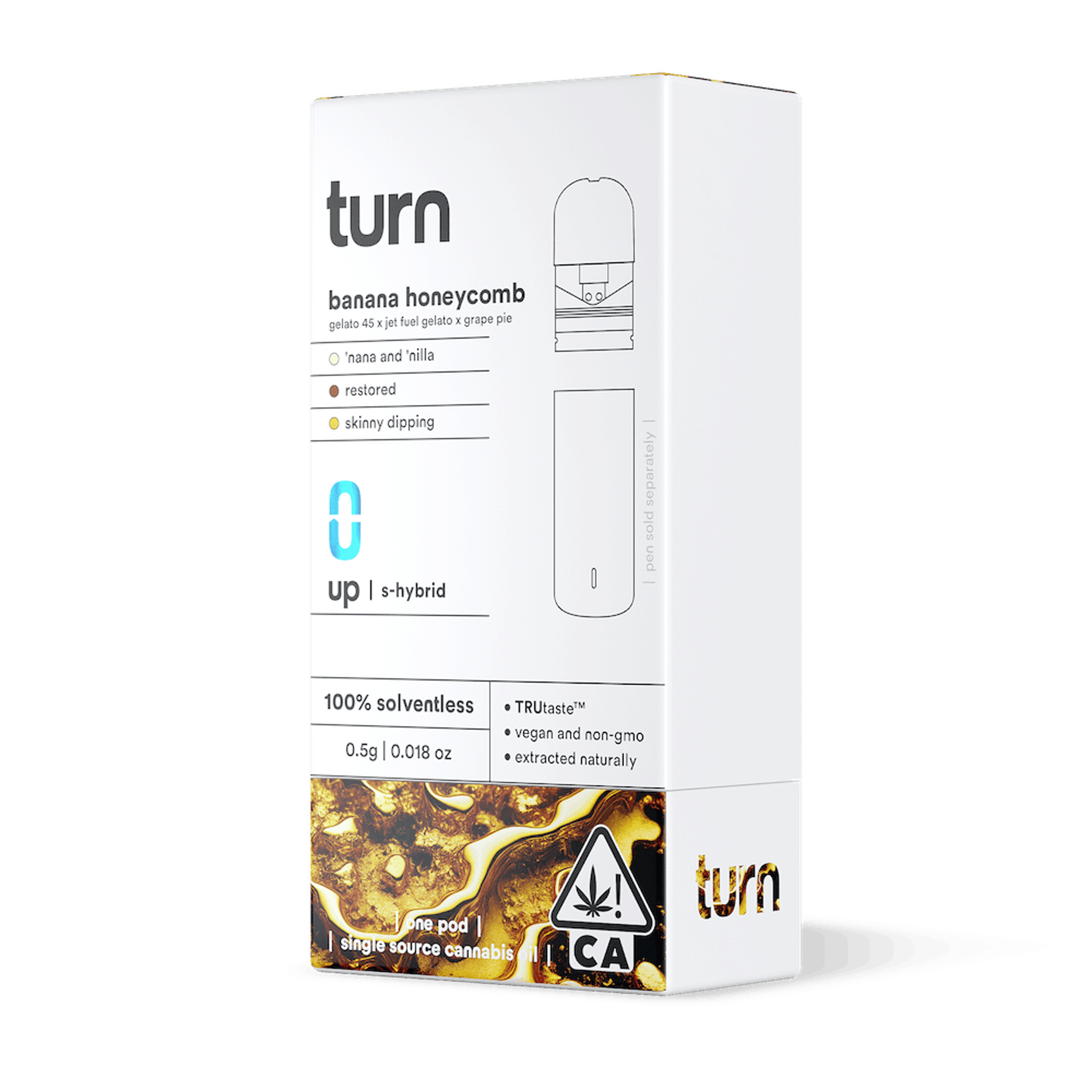 Turn Up Solventless POD | .5g - Banana Honeycomb - Live Rosin - Sativa Hybrid - Turn - - $36 - Vape Carts