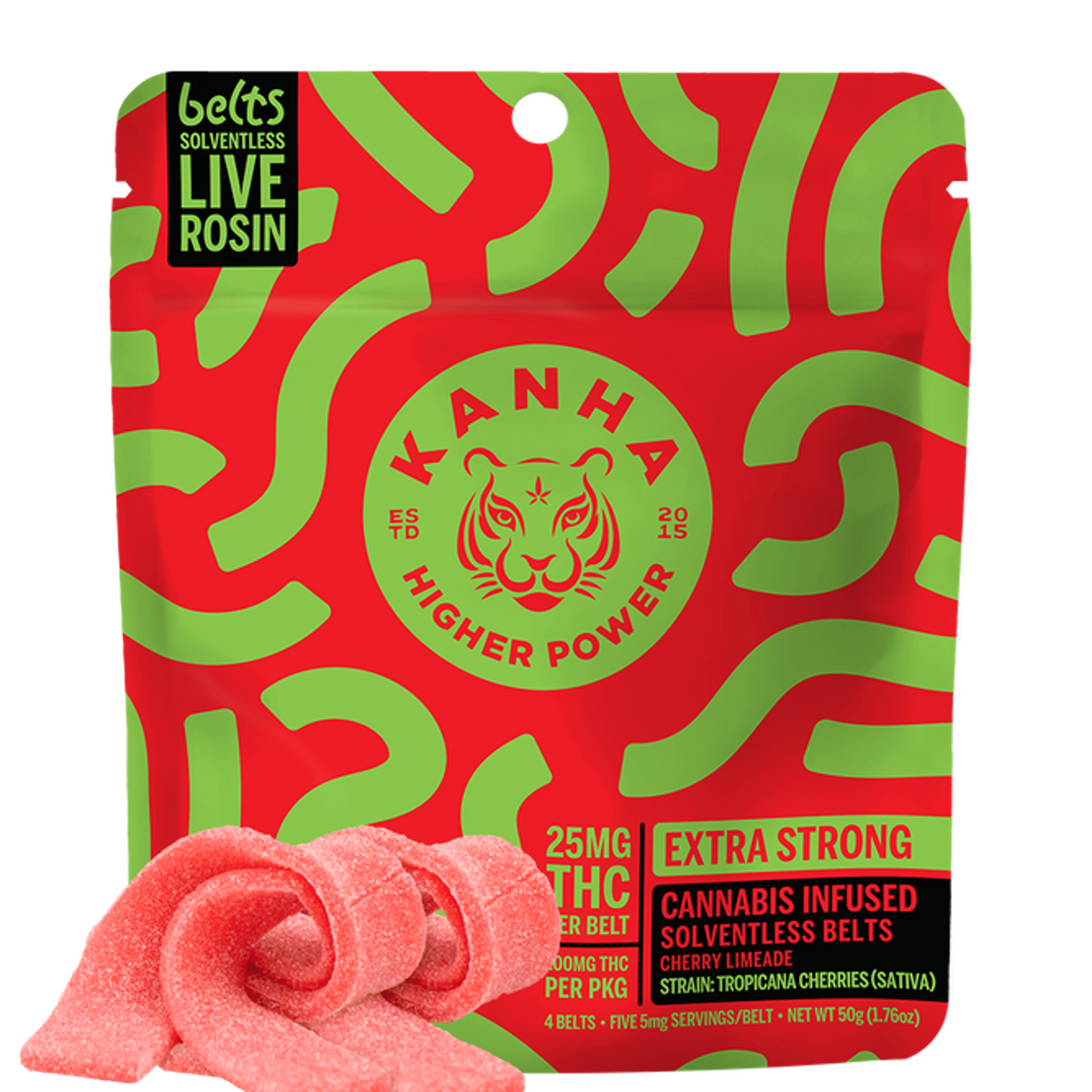 Cherry Limeade Solventless Live Rosin Belts 100mg - KANHA - - $25 - Edibles