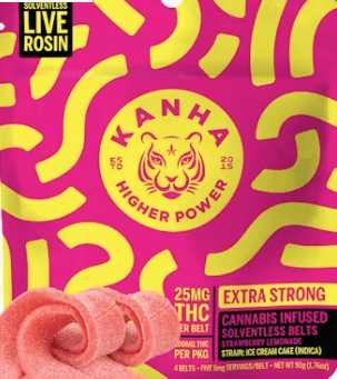 Strawberry Lemonade Sour Rosin Belts 100mg - Kanha -  - $16.50 - Edibles