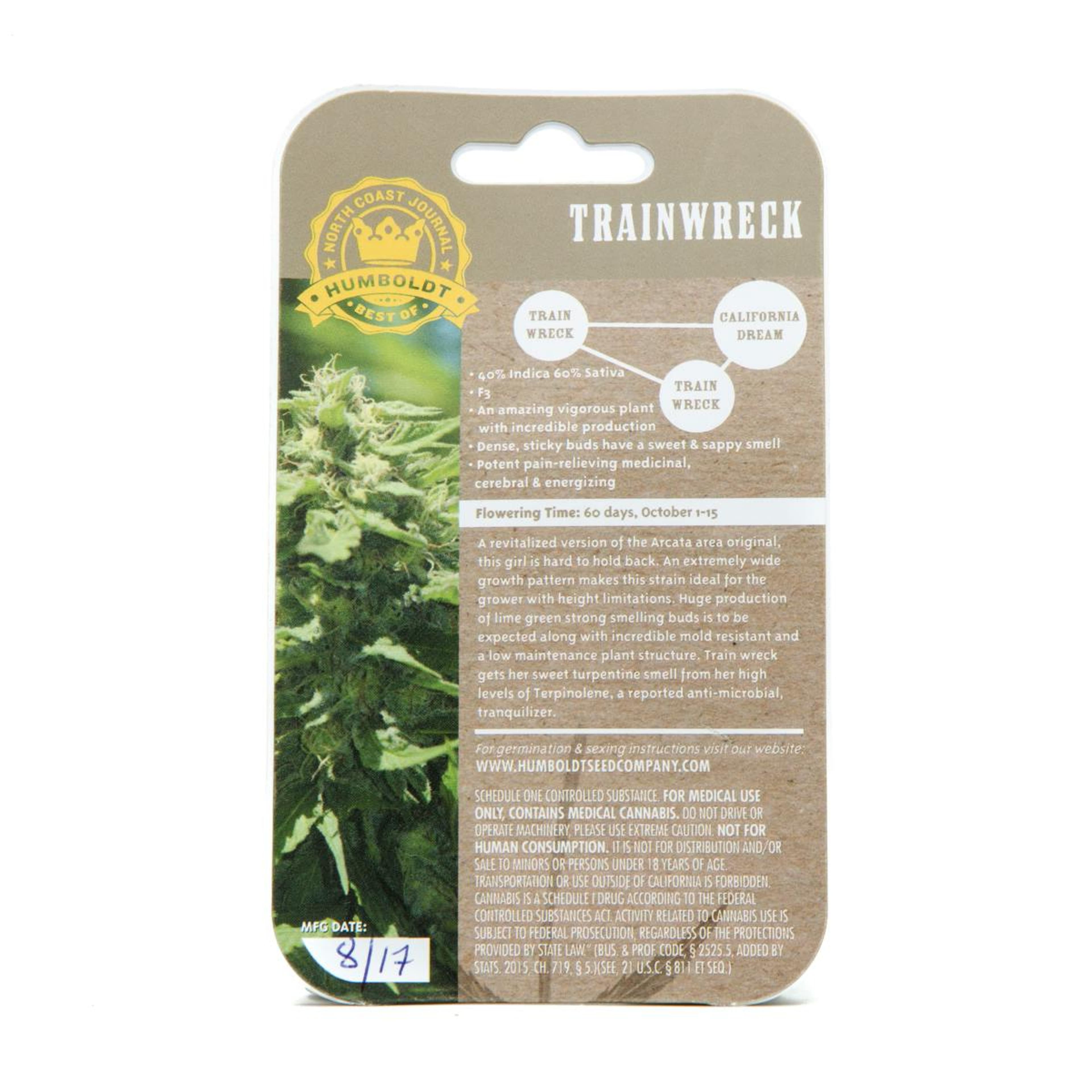 Trainwreck - 10pk Feminized Seeds - Humboldt Seed Company - Fem Seed - Sativa Dom - $100 - Seeds
