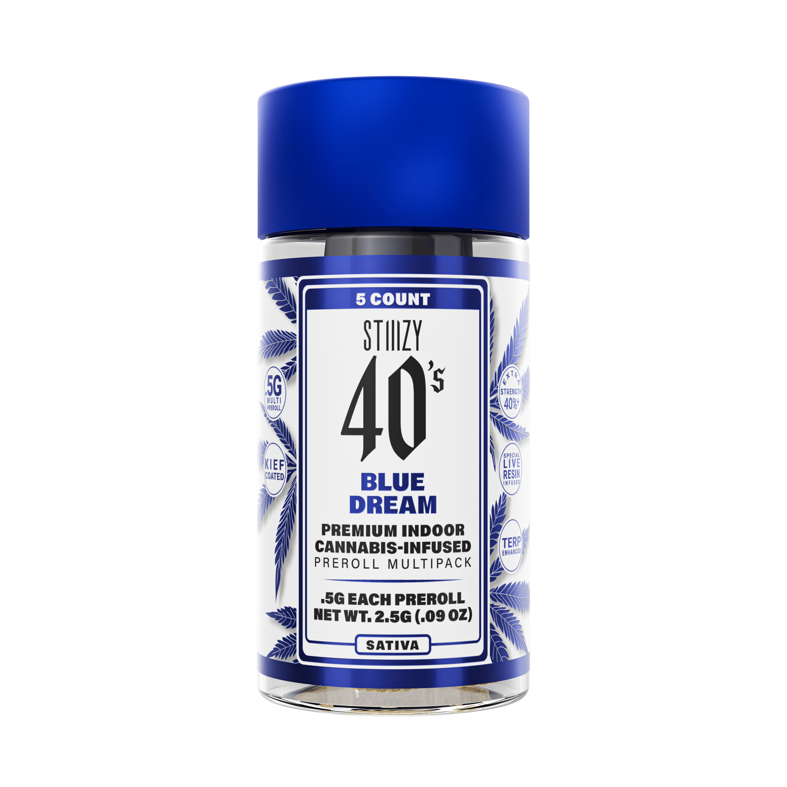 STIIIZY - Blue Dream 40s 5 Pack Pre-Rolls 2.5g - Stiiizy - STIIIZY - Blue Dream 40s 5 Pack Pre-Rolls 2.5g - $38 - Pre-Roll