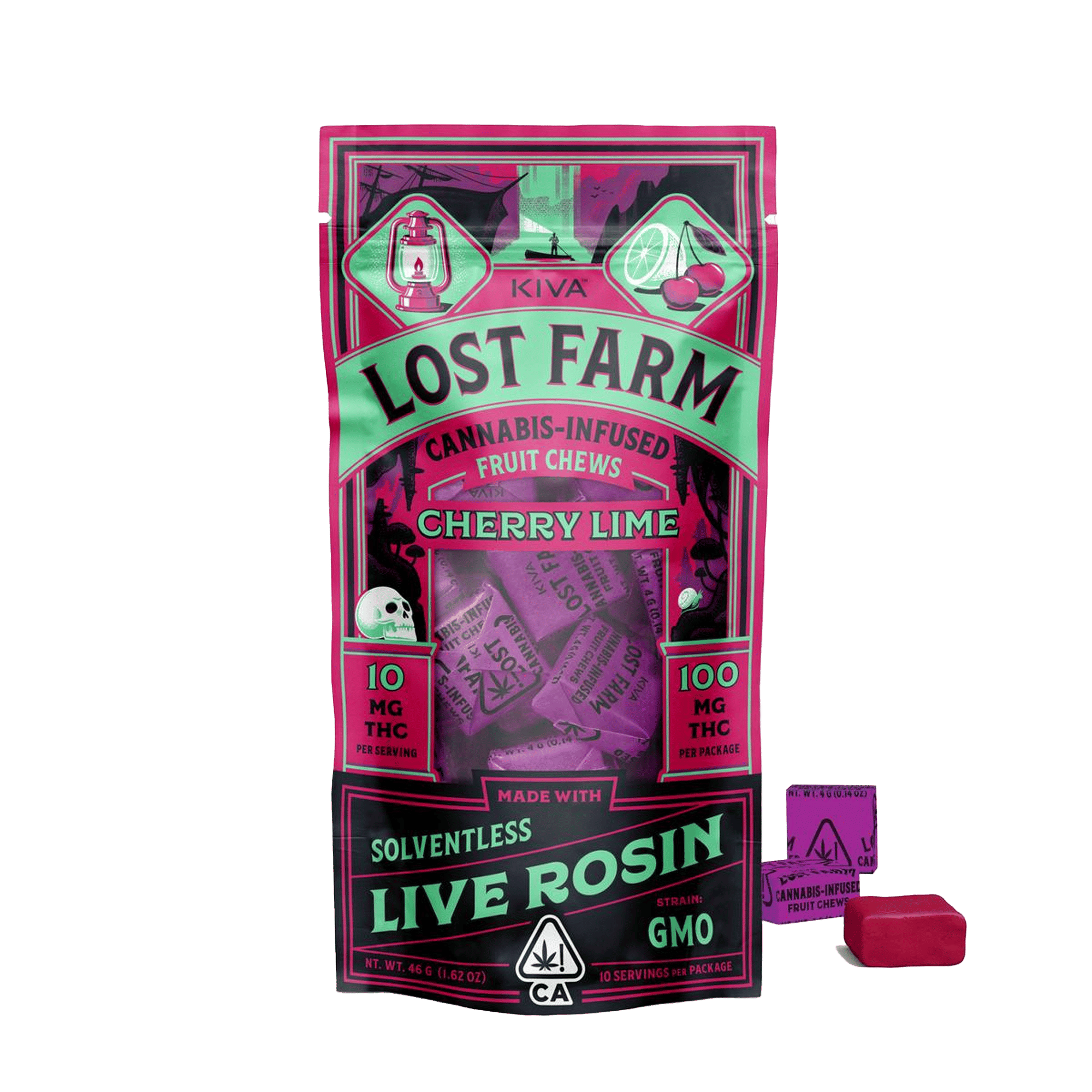Lost Farm Live Rosin Cherry Lime "GMO" Chews - Kiva Confections - 10 Gummies - $20.99 - Edibles