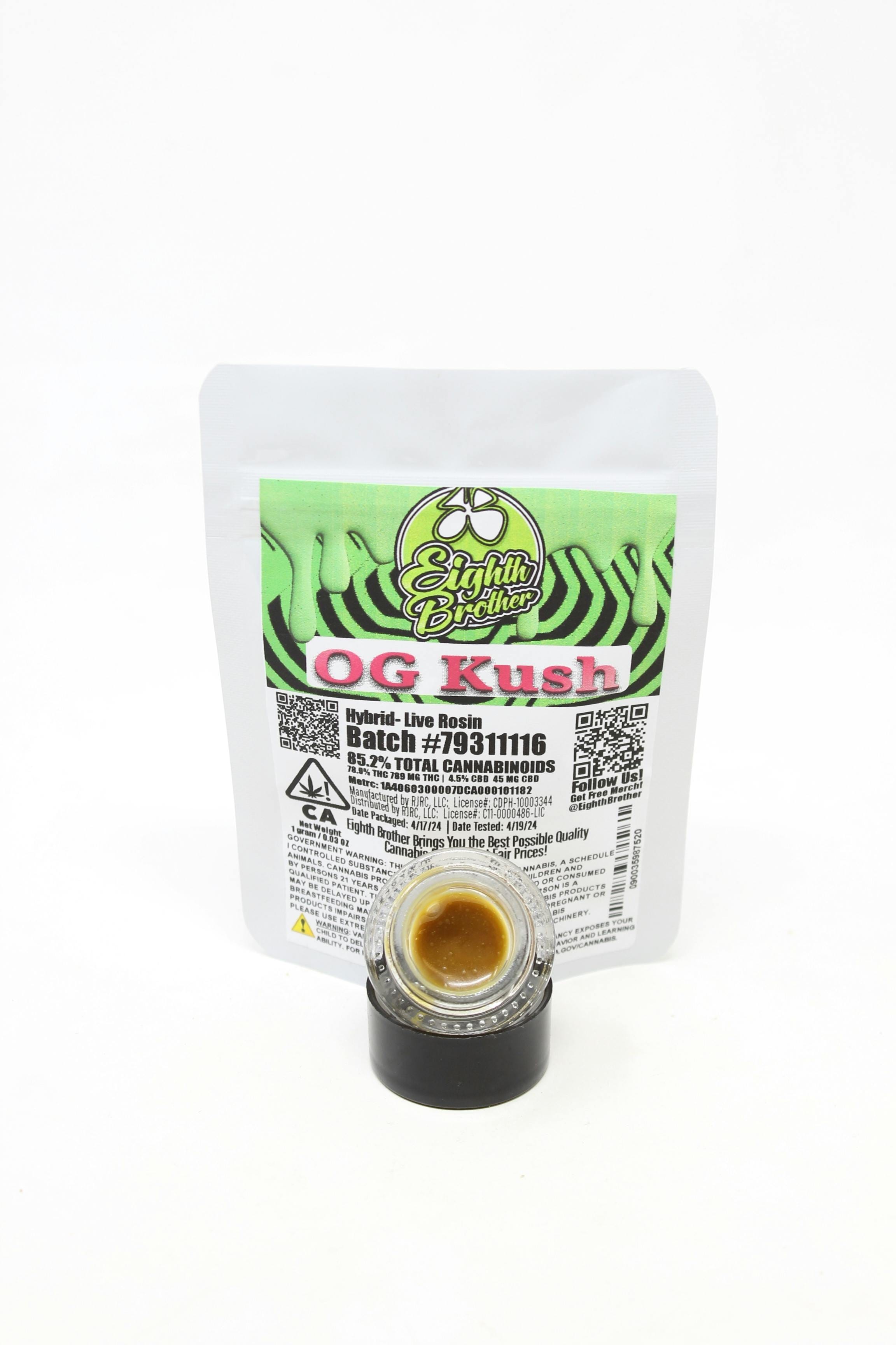 EIGHTH BROTHER - OG Kush - 1g Live Rosin - Eighth Brother - Gram - $18 - Concentrates