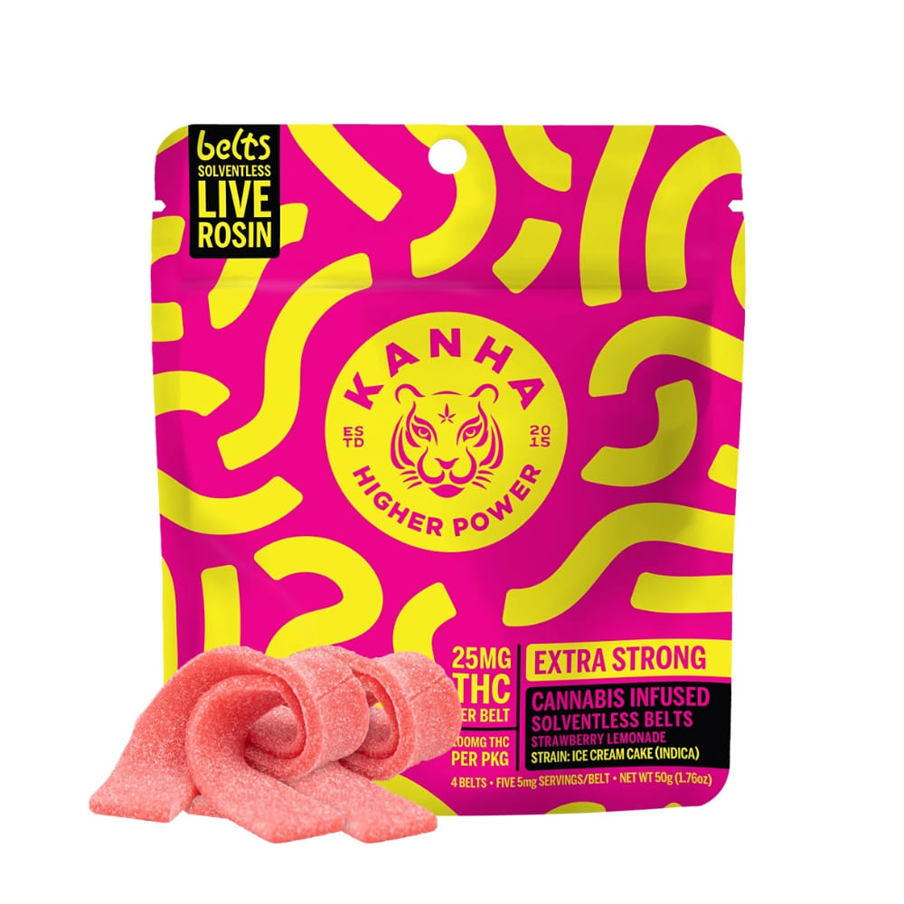 Strawberry Lemonade Solventless Live Rosin Gummy Belts - Kanha - 4 Piece - $22 - Edibles