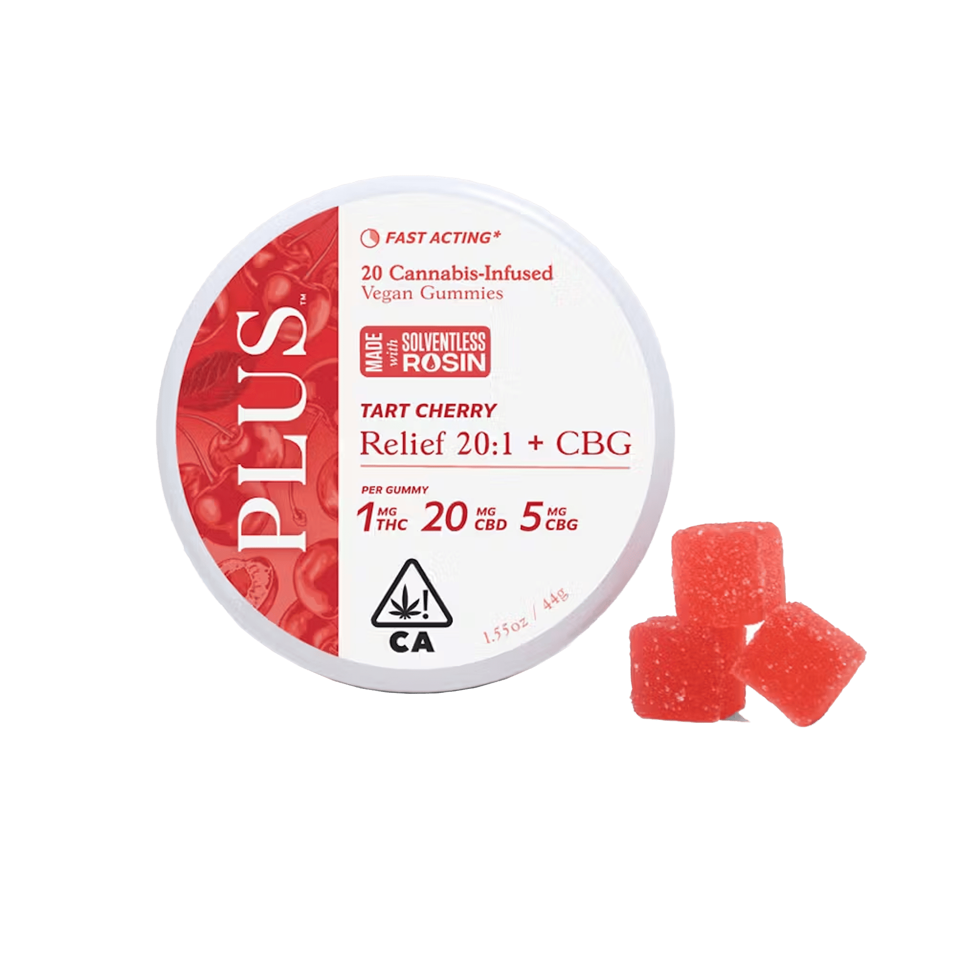 Relief - Tart Cherry - 20:5:1 CBD:CBG:THC Gummies - PLUS™️ Products - 20 Gummies - $21.99 - Edibles