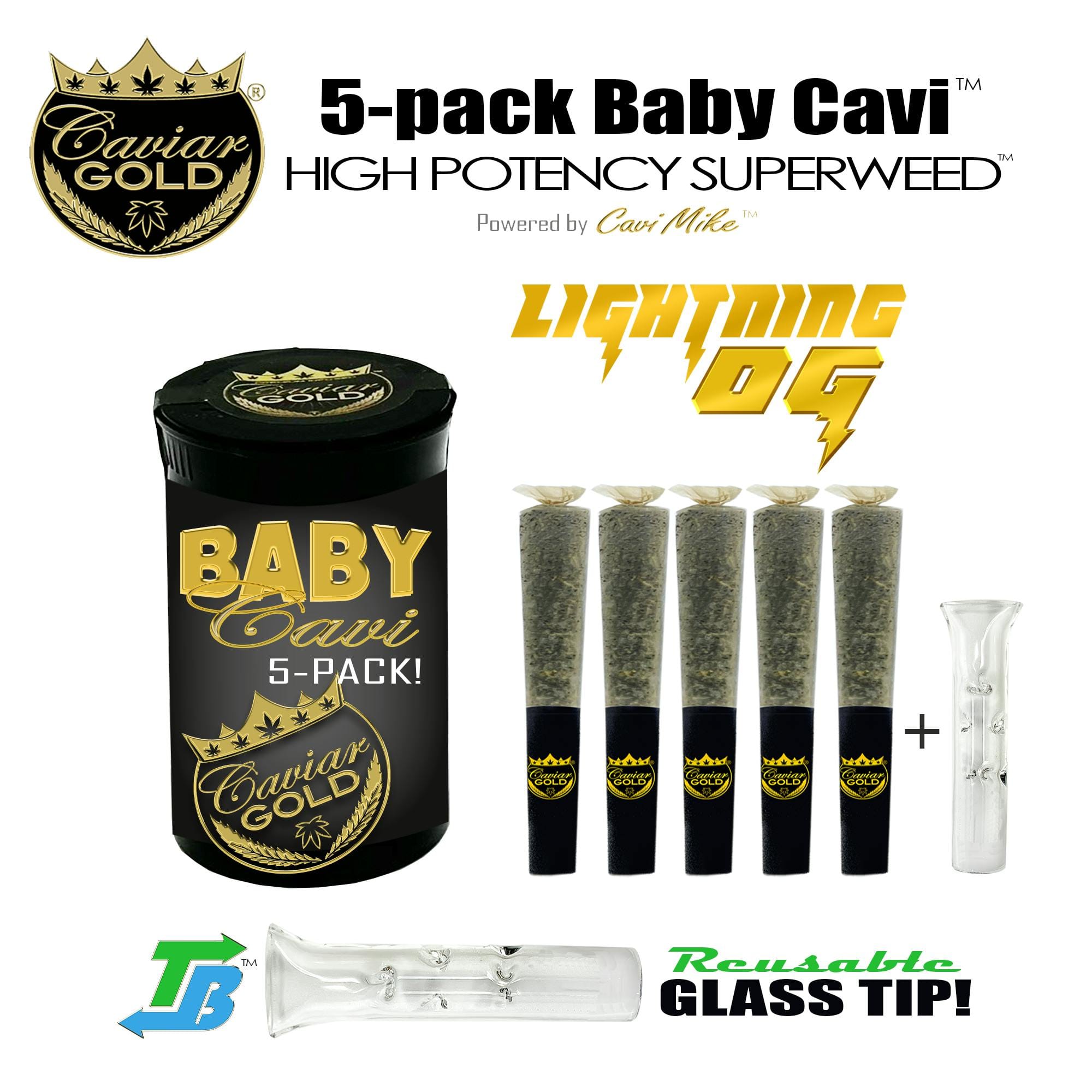 Caviar Gold l Baby Cavi l Lightning OG l 2.5 5pk - Caviar Gold -  - $38 - Pre-Rolls