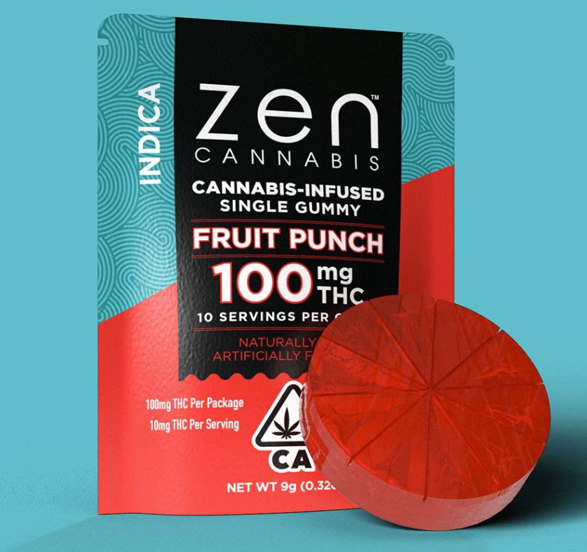 Indica Fruit Punch 100mg Single Gummy - Zen -  - $6.60 - Edibles