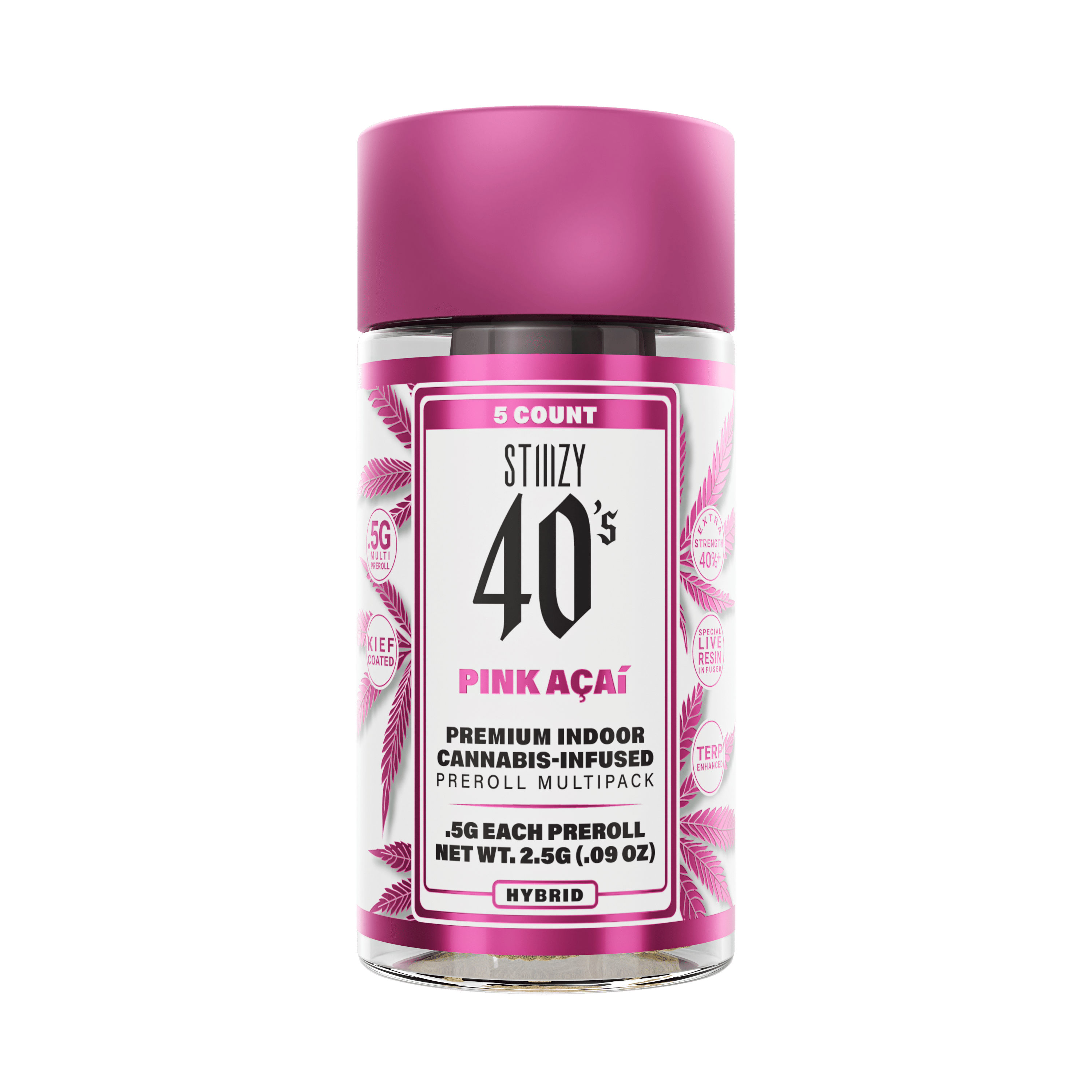 STIIIZY - Pink Acai 40s 5 Pack Pre-Rolls 2.5g - Stiiizy - STIIIZY - Pink Acai 40s 5 Pack Pre-Rolls 2.5g - $38 - Pre-Roll