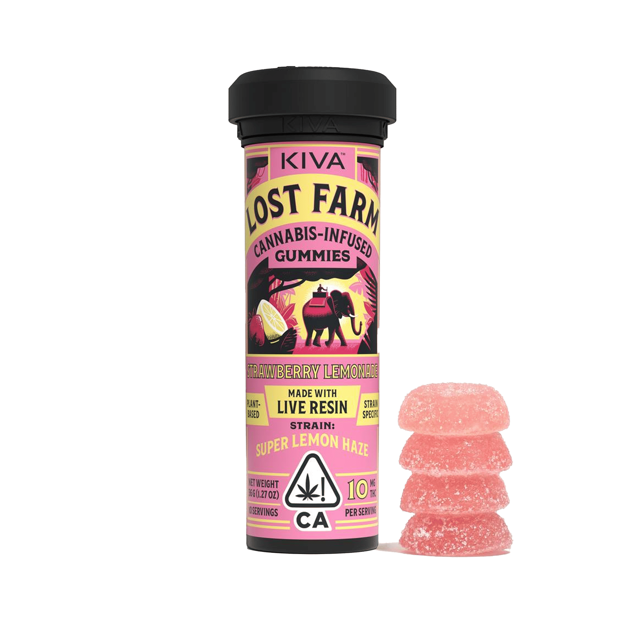 Lost Farm Strawberry Lemonade "Super Lemon Haze" Gummies - Kiva Confections - 10 Gummies - $20.99 - Edibles