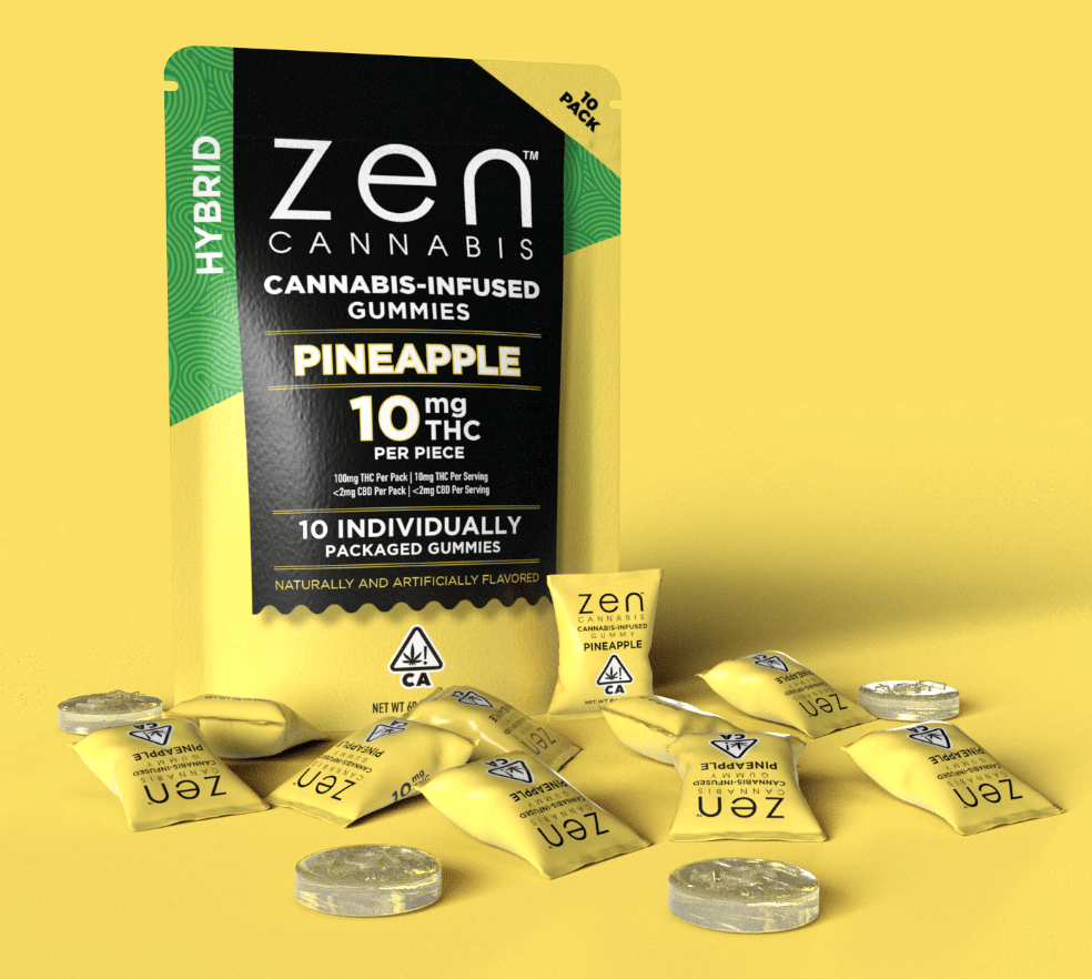 Hybrid Pineapple 100mg 10 Piece - Zen -  - $8.25 - Edibles