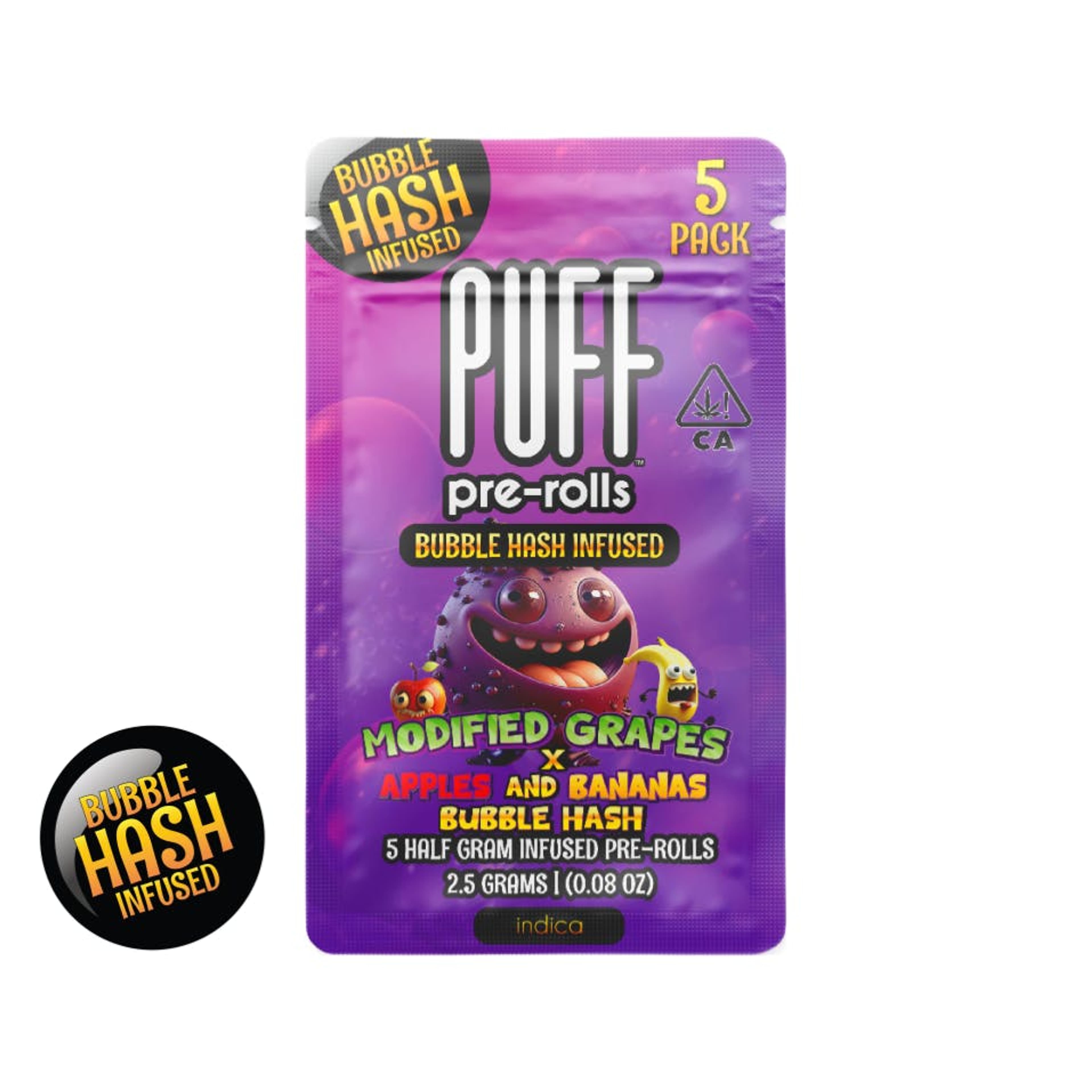Modified Grapes x Apples and Bananas 2.5g Hash-Infused Pack - Indica 5pk - Puff - INfused Preroll Pack Indica - $24 - Infused Preroll Pack