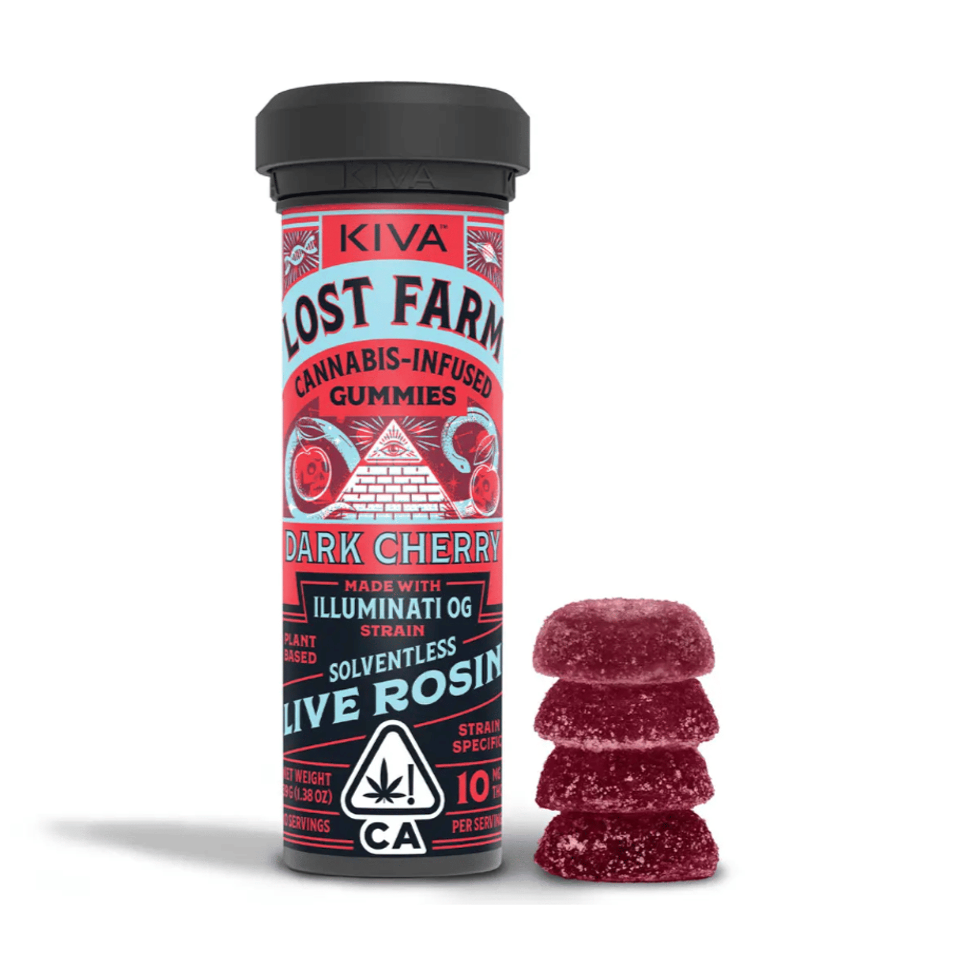 Lost Farm Live Rosin Gummies | Dark Cherry / Illuminati OG - Indica - Kiva - - $20 - Edibles