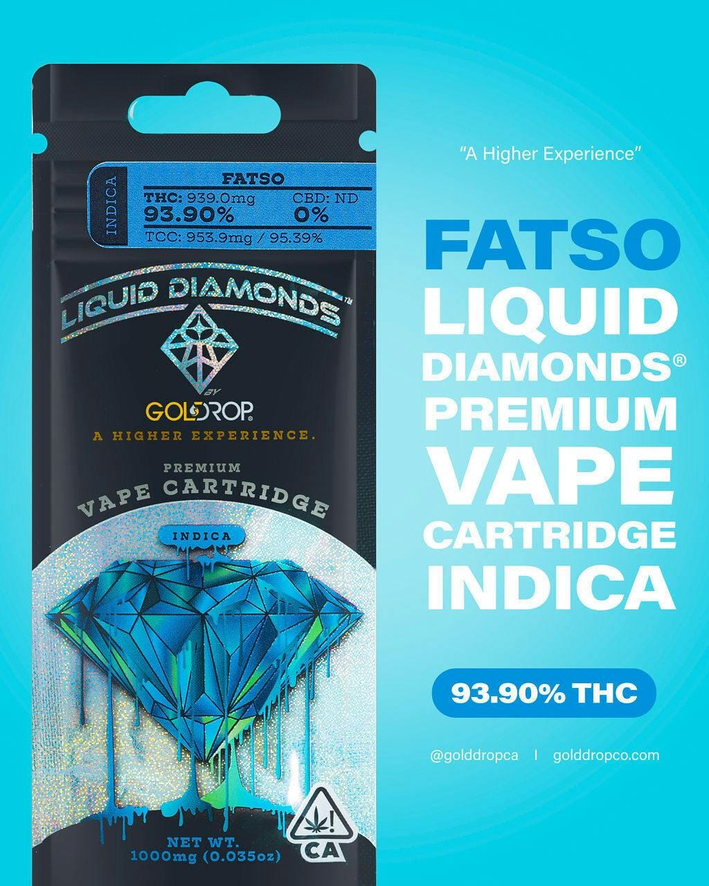 Fatso - Liquid Diamonds® Cartridge - 1 Gram - GoldDrop - Fatso 1g Cartridge Golddrop - $30 - Cartridges