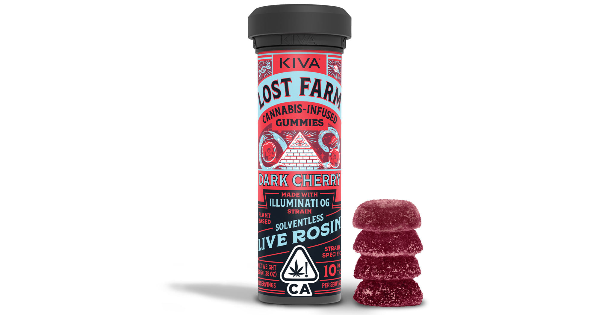 Dark Cherry x Illuminati OG - Rosin Lost Farm Gummies - Kiva - Dark Cherry x Illuminati OG (I) - $19 - Edibles