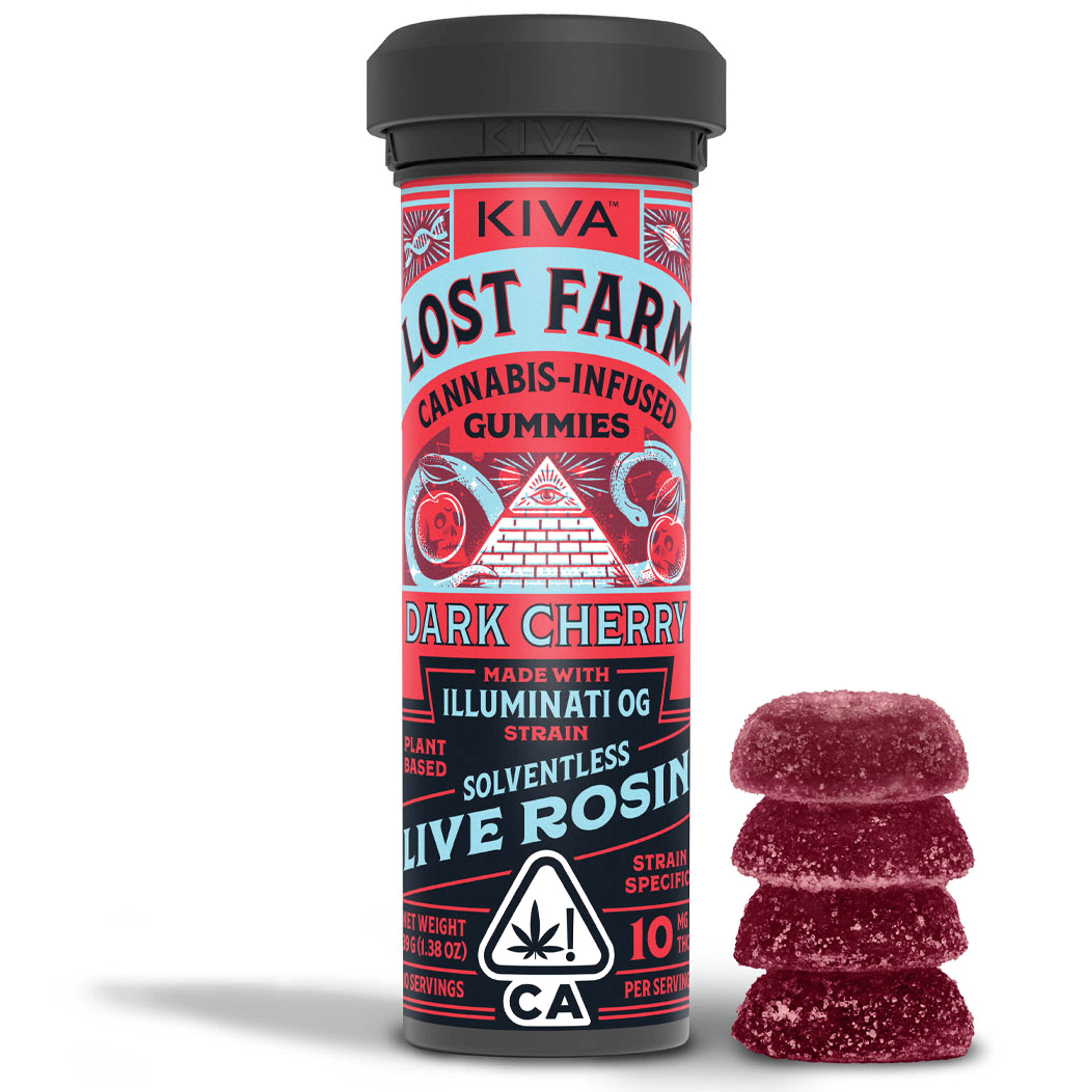 Dark Cherry x Illuminati OG - Rosin Lost Farm Gummies - Kiva - Dark Cherry x Illuminati OG (I) - $19 - Edibles