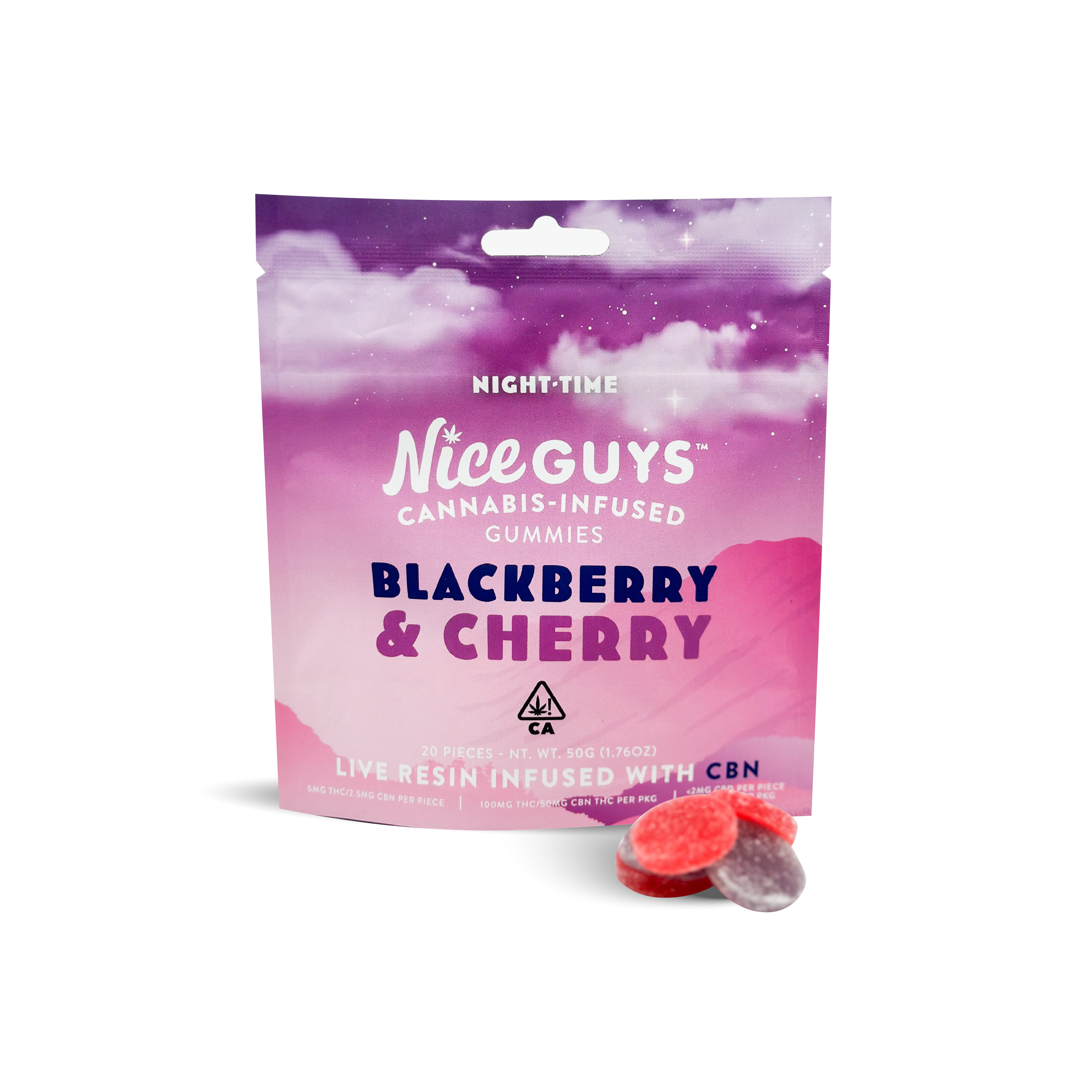 Blackberry Cherry w/ CBN Gummies - Nice Guys - 10 Piece - $14 - Edibles
