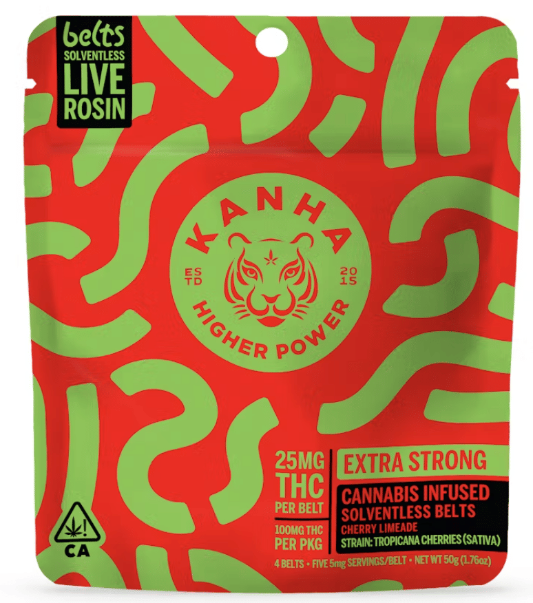 Cherry Limeade Sour Rosin Belts 100mg - Kanha -  - $16.50 - Edibles