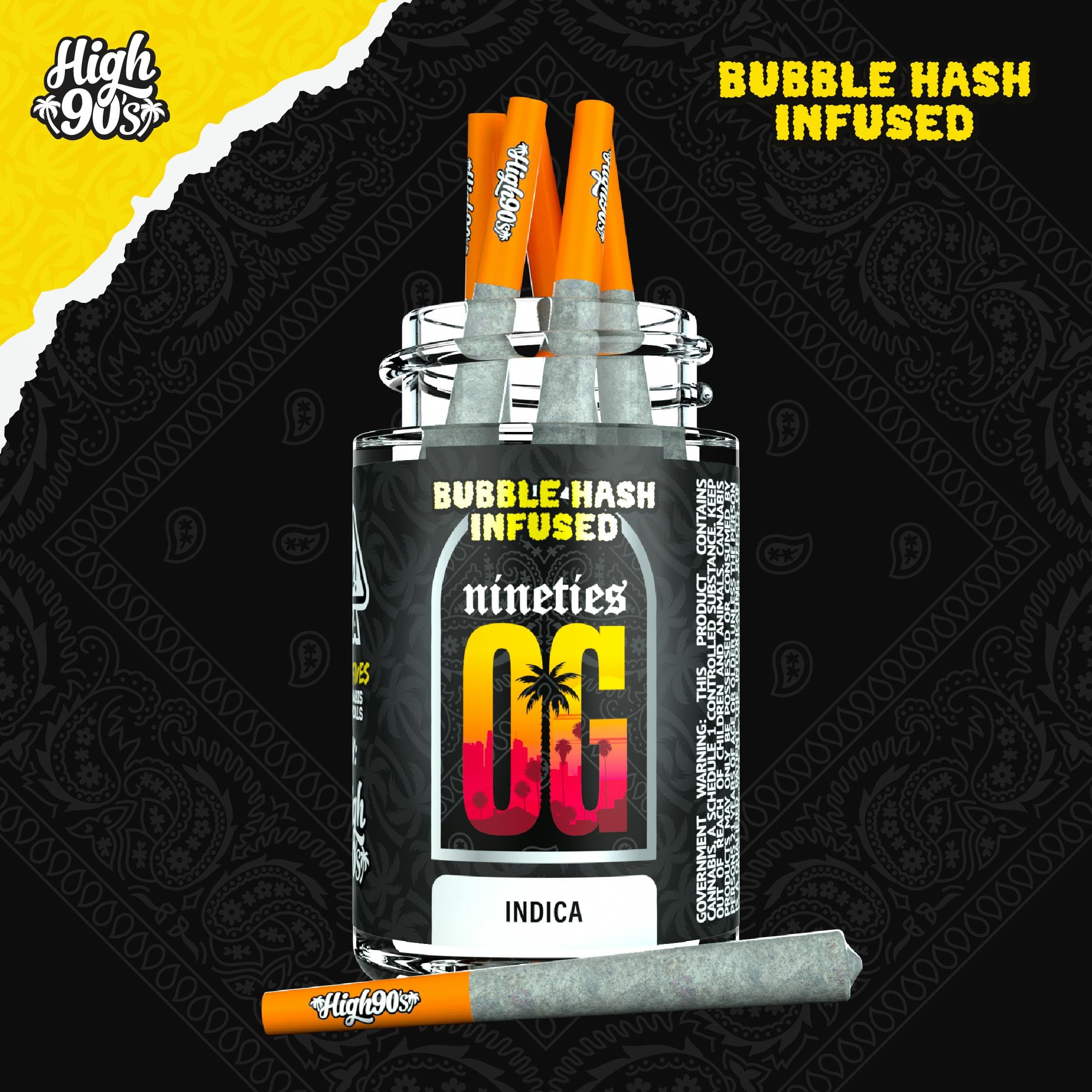 Nineties OG - 0.5g High Fives Bubble Hash Infused Pre-Rolls 5 Pack - HIGH 90s - Nineties OG - 0.5g High Fives Bubble Hash Infused Pre-Rolls 5 Pack - $35 - Pre-Rolls