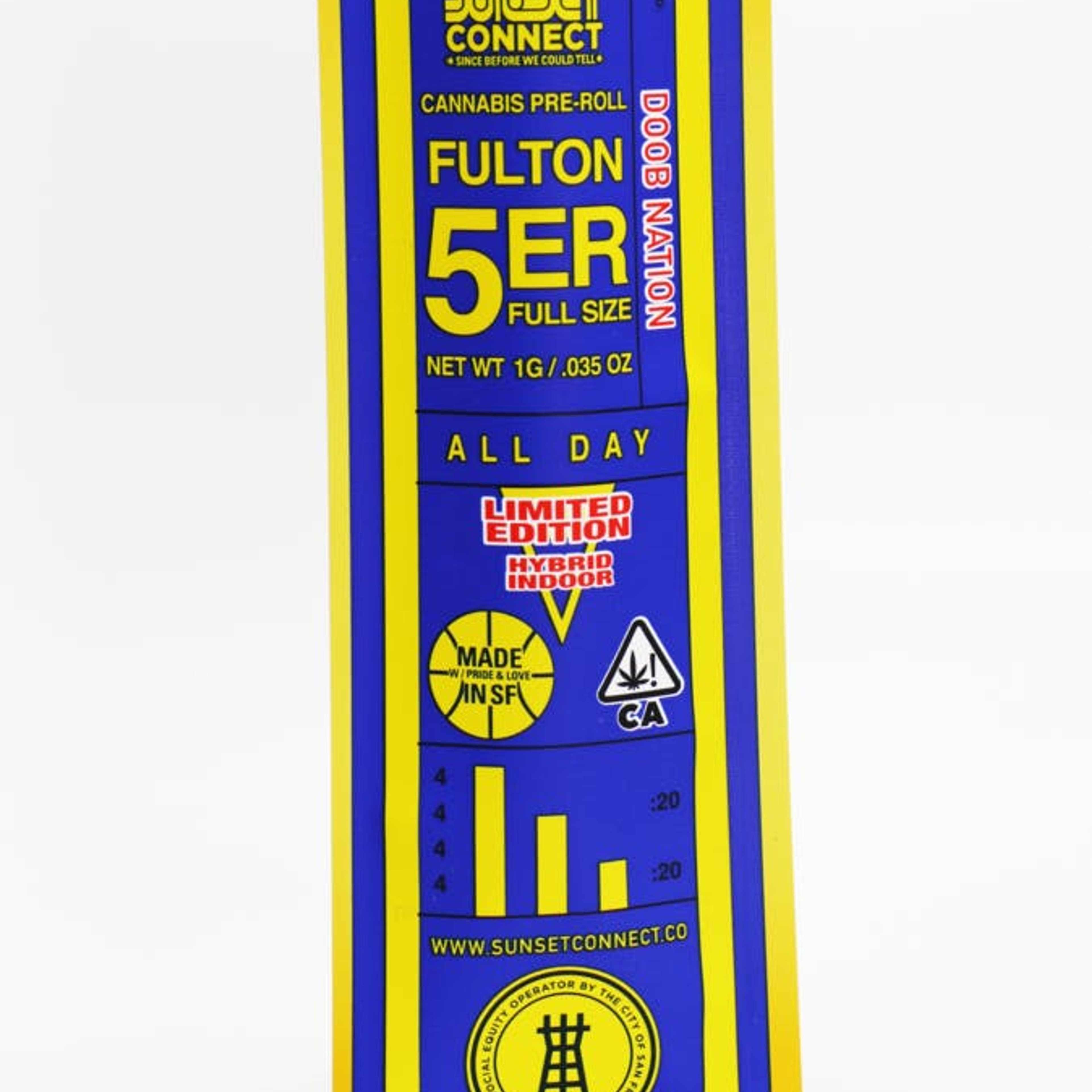 Doob Nation - Warriors Fulton 5'er - Pre-Roll - Sunset Connect - 1g (Single) - $4.99 - Non-Infused Pre-Rolls