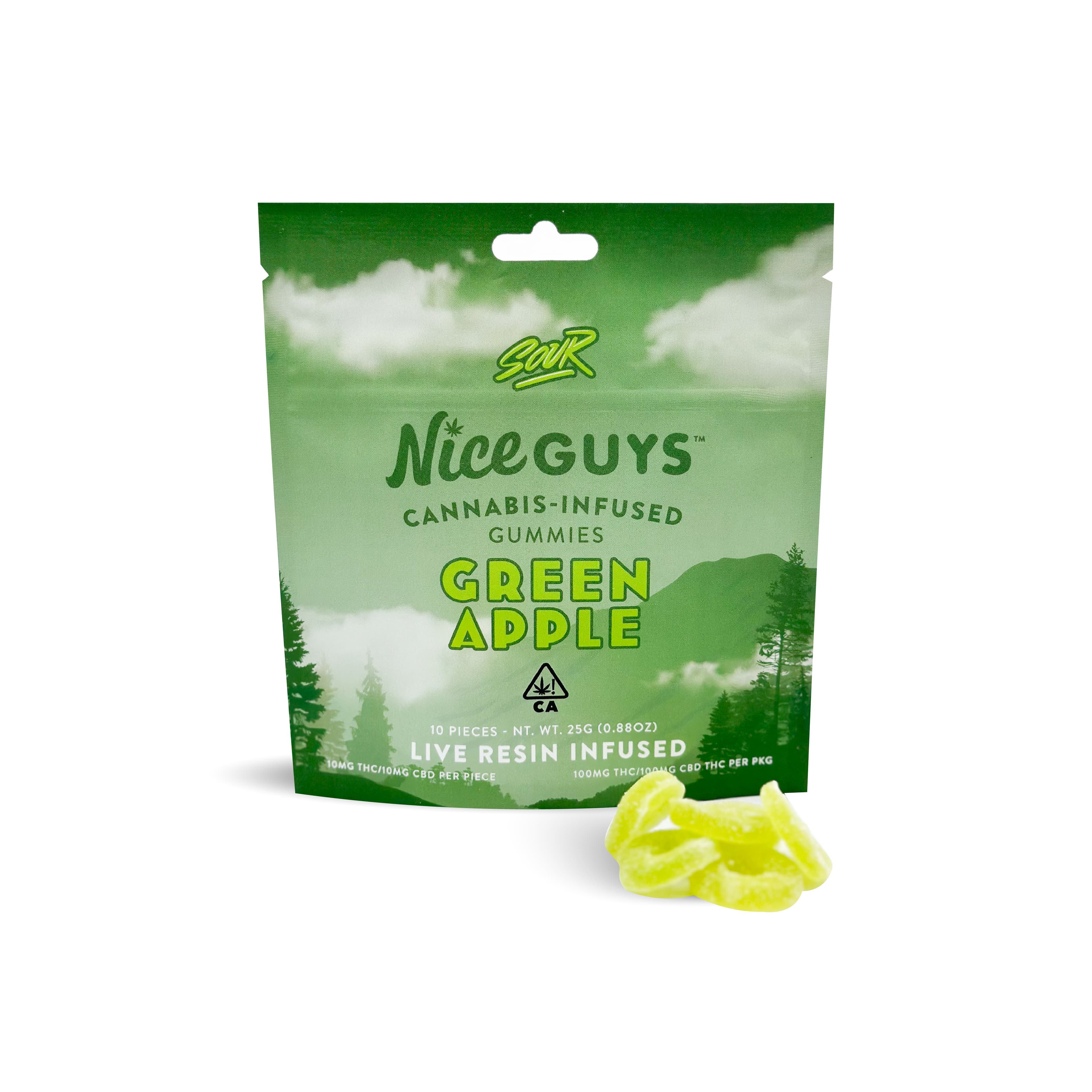 Sour Green Apple 1:1 Gummies - Nice Guys - 10 Piece - $14 - Edibles