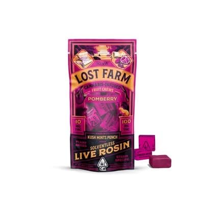 KUSH MINTS PUNCH Pomberry Chews ROSIN - Lost Farms -  - $21.66 - Edibles