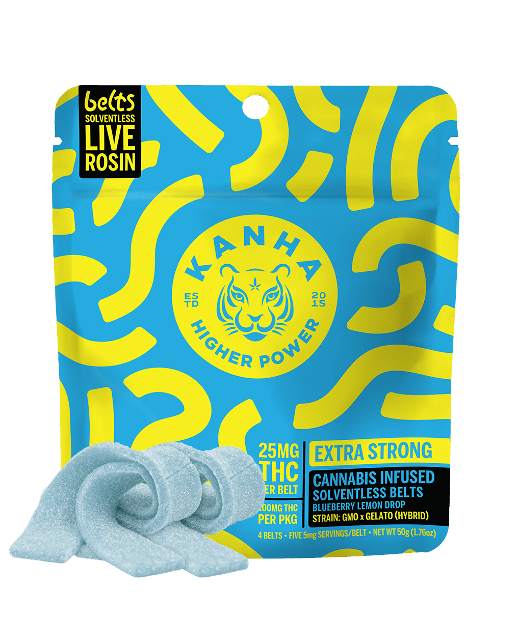 Blueberry Lemon Drop - 100mg Live Rosin Belts (4pk) - Kanha - 4 Pack Indica Belts - $22 - Gummies