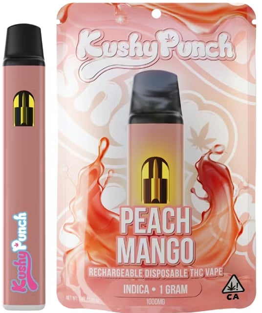 Kushy Punch Vape 1g Indica Peach Mango disposibles