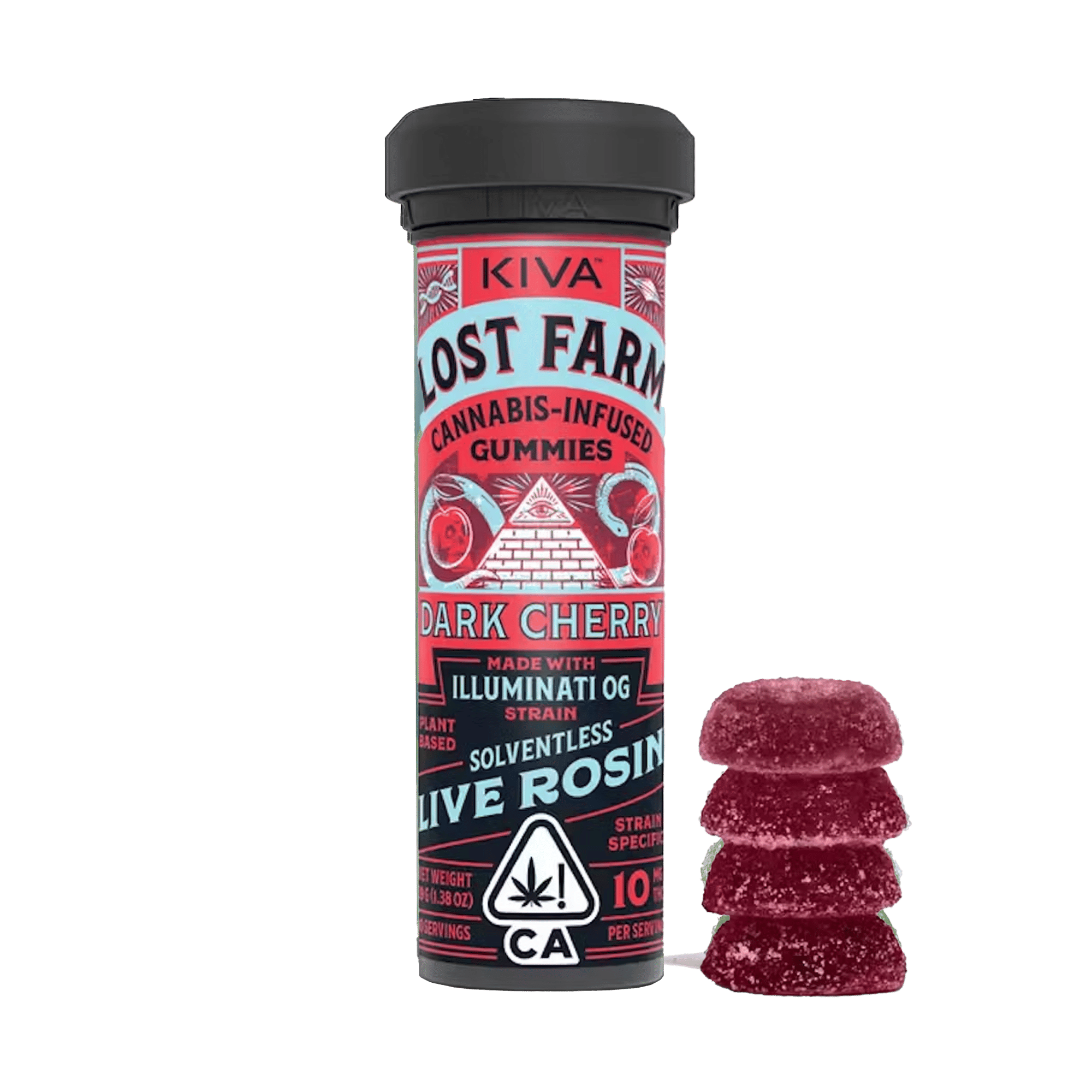 Lost Farm Live Rosin Dark Cherry "Illuminati OG" Rosin Gummies - Kiva Confections - 10 Gummies - $21.99 - Edibles