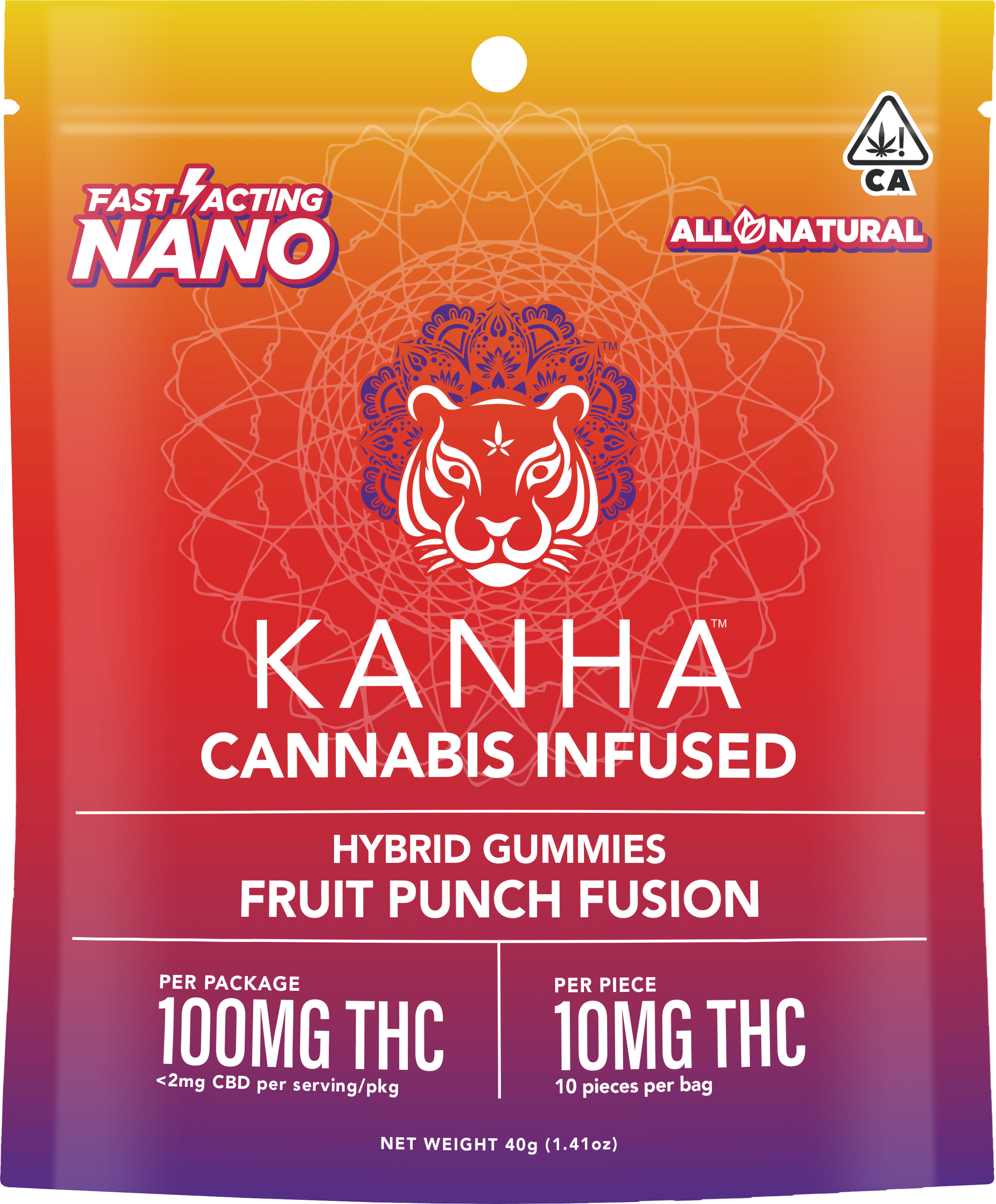 ***Fruit Punch Fusion - 100mg Fast Acting - Kanha NANO - 10 Pack Hybrid Gummies - $22 - Gummies