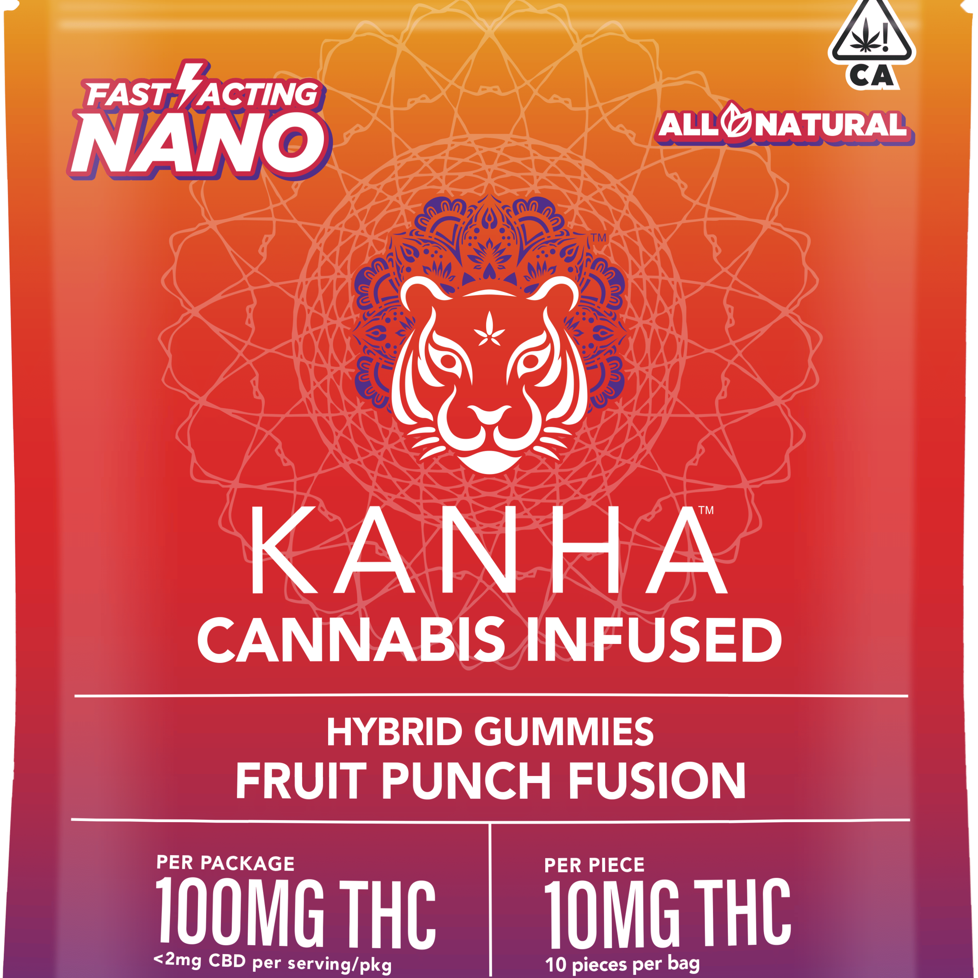 ***Fruit Punch Fusion - 100mg Fast Acting - Kanha NANO - 10 Pack Hybrid Gummies - $22 - Gummies