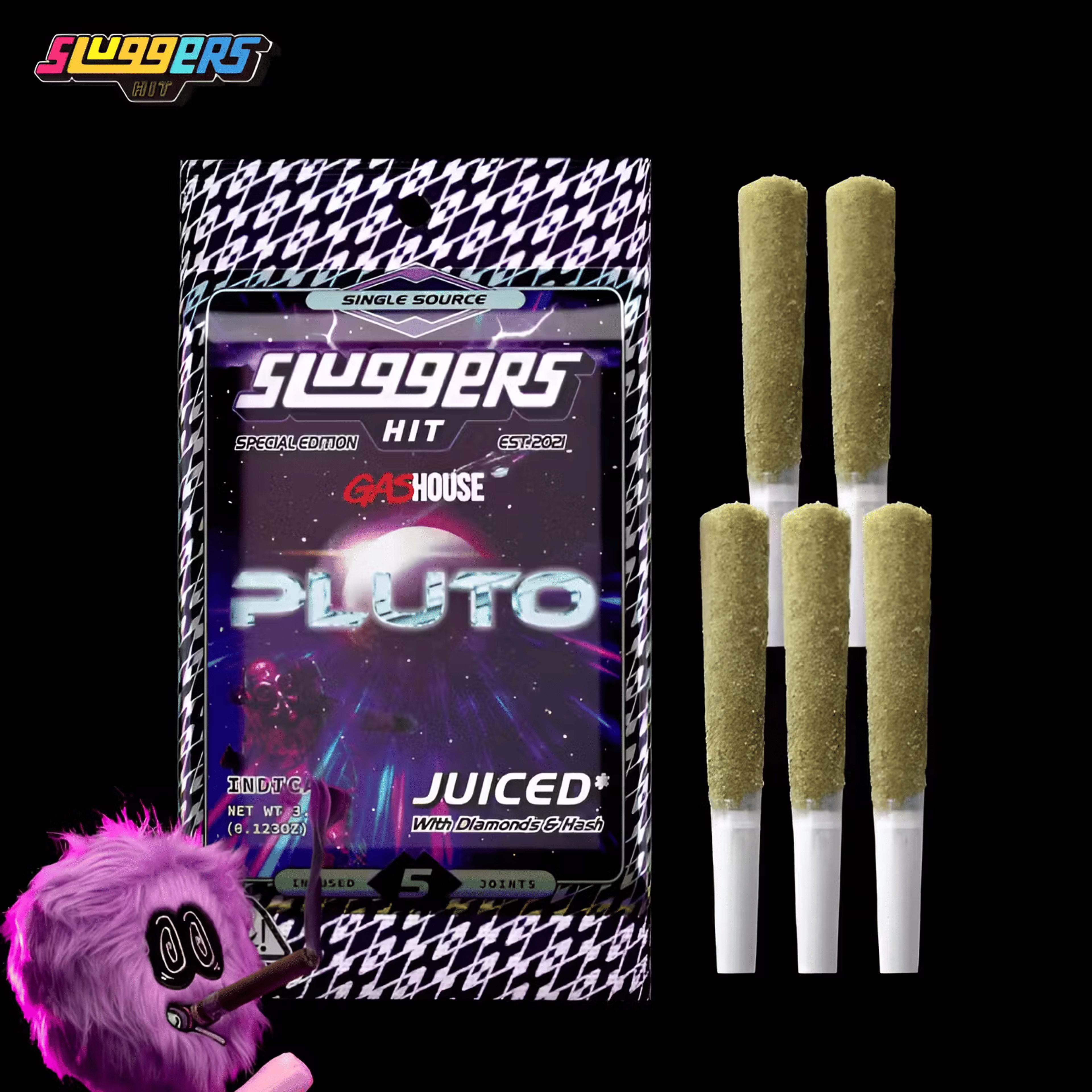 Sluggers x Gashouse - Pluto - Infused Pre-Rolls (5 Pack) - 3.5g - Sluggers - - $35.99 - Pre-Rolls