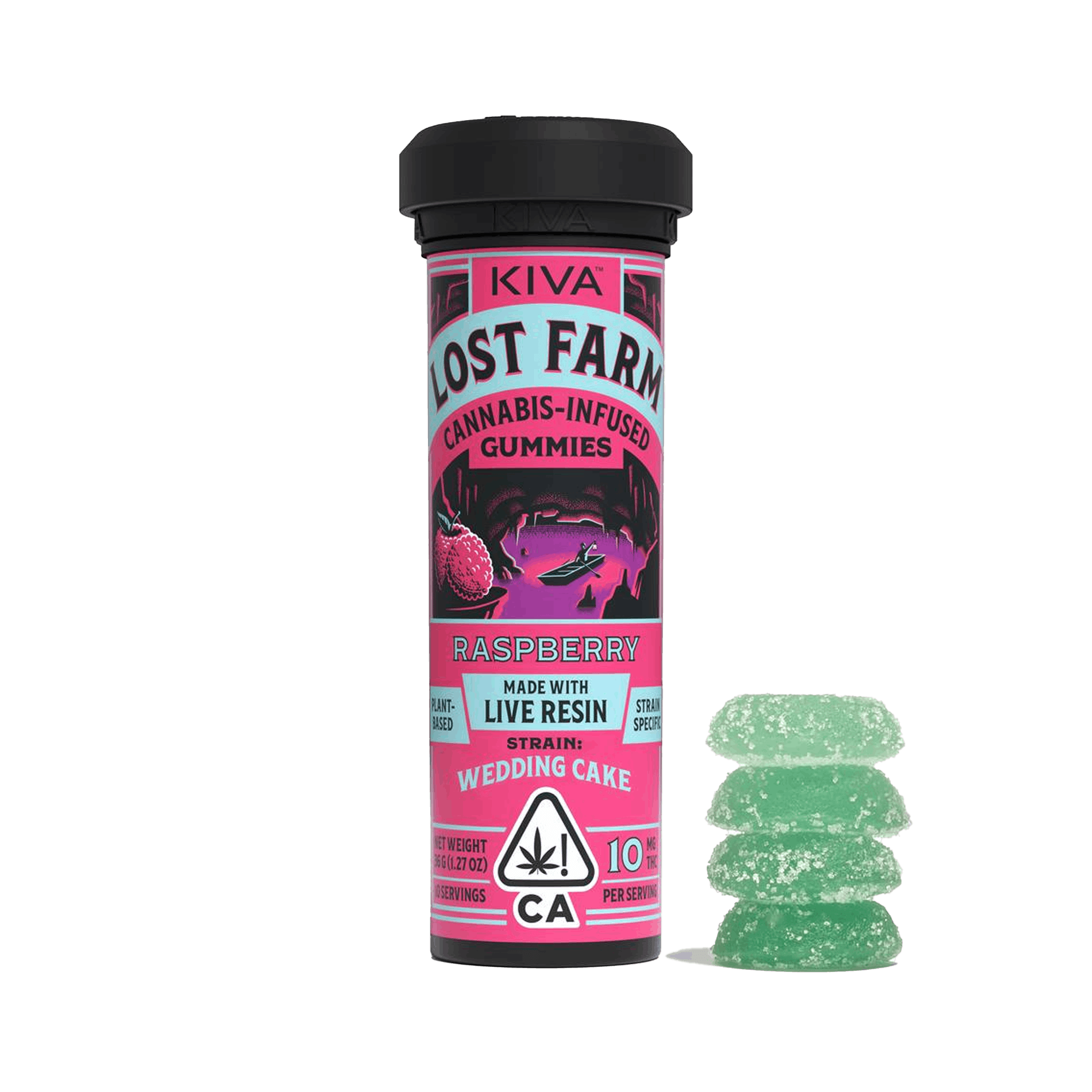 Lost Farm Raspberry "Wedding Cake" Gummies - Kiva Confections - 10 Gummies - $22.99 - Edibles