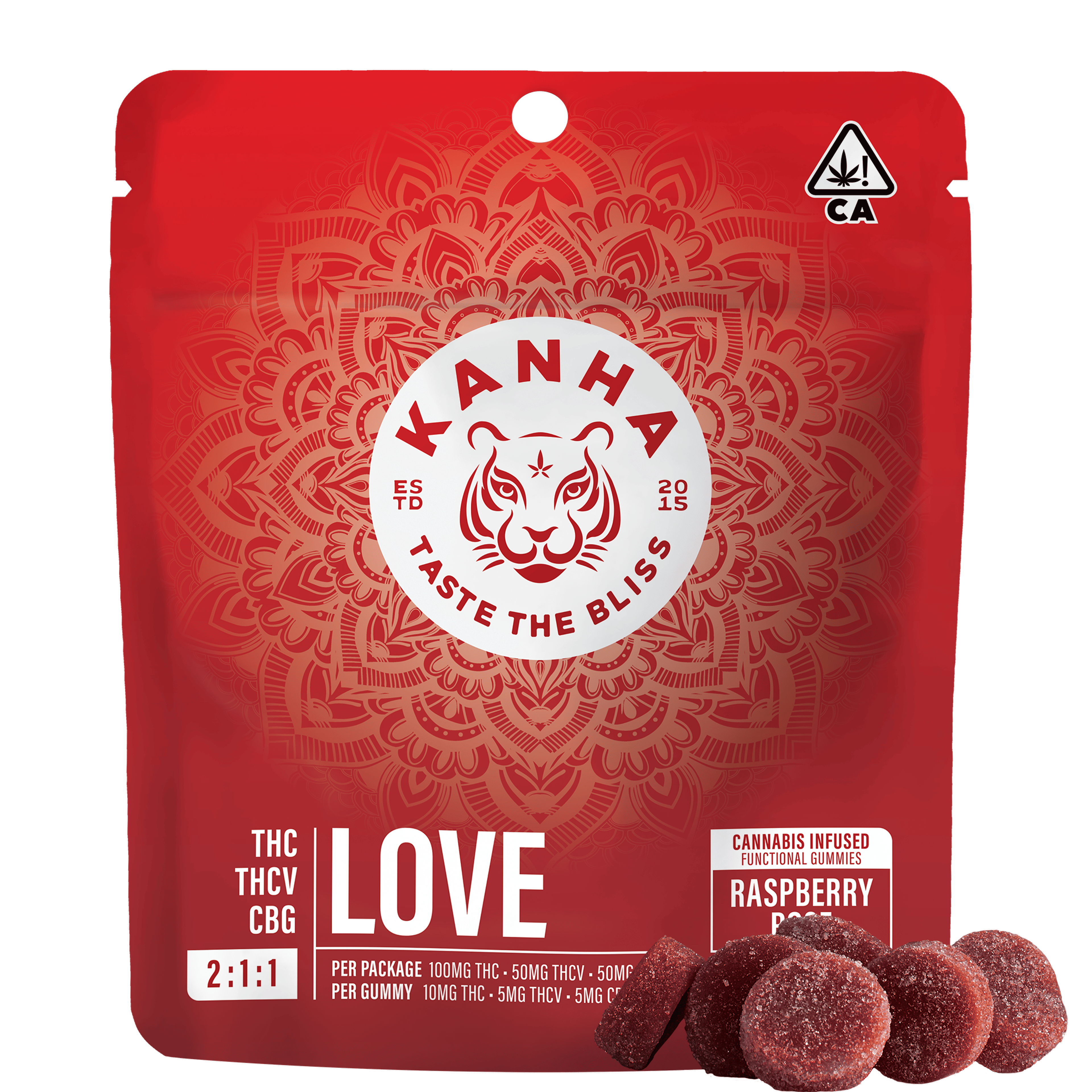 ***LOVE 2:1:1 Raspberry Rose - 100/50/50mg - Kanha NANO - 10 Pack Gummies mixed - $22 - Gummies