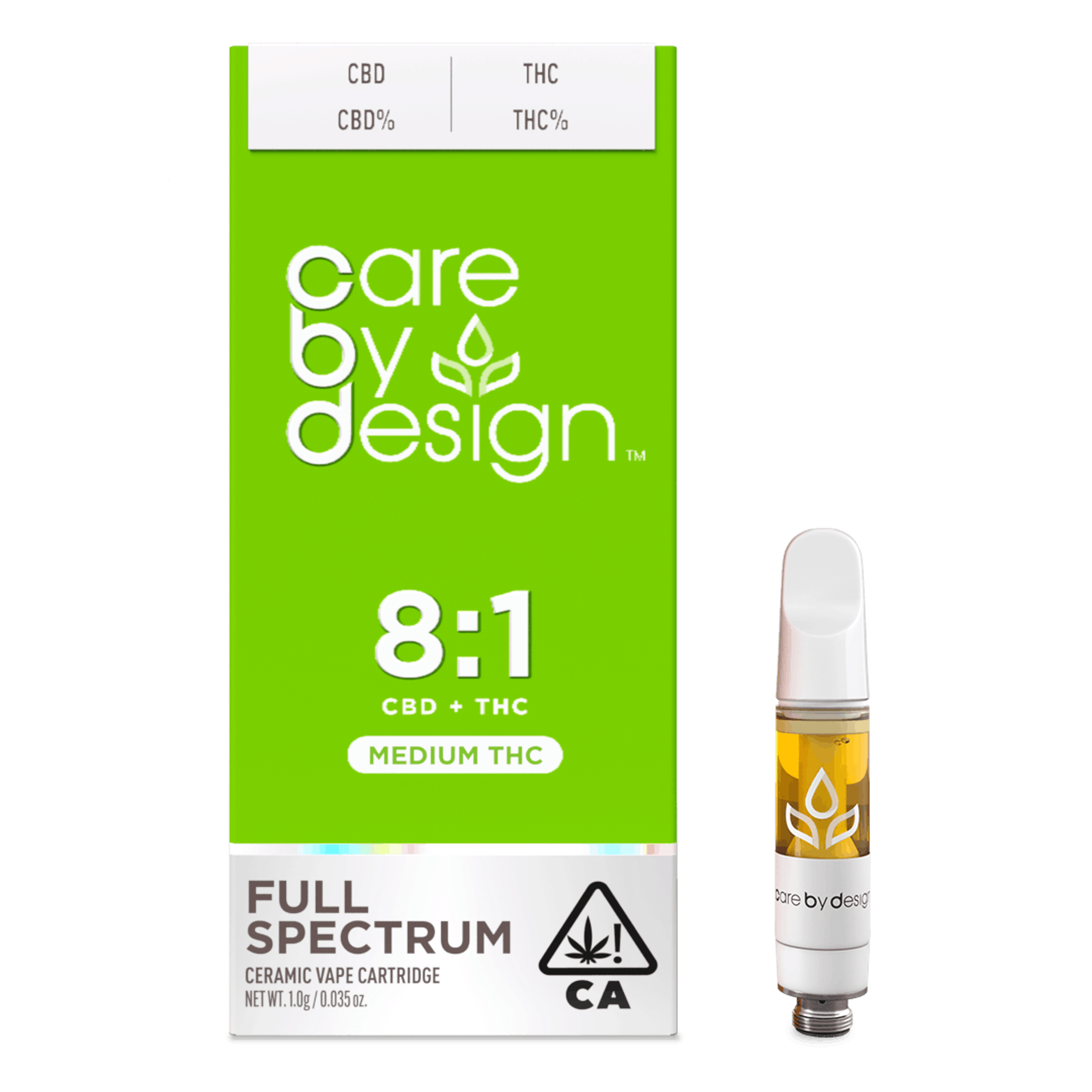 Care By Design: 8:1 Full Spectrum Vape Cartridge (Medium THC) - 1g - Care By Design - - $50 - Cartridges / Pens