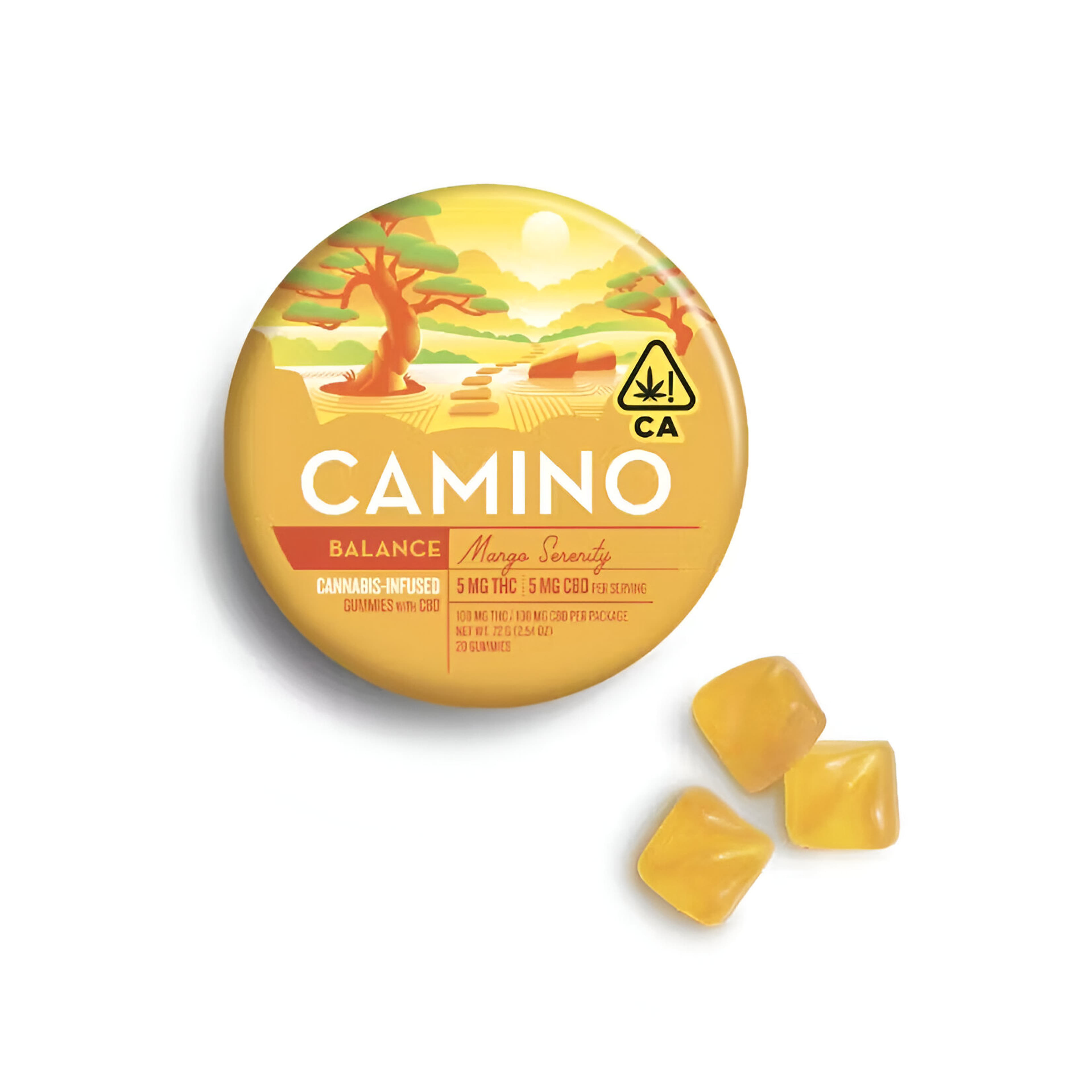 Camino - Mango Serenity 'Balance' - Gummies - 100mg CBD + 100mg THC - Kiva - - $19.99 - Edibles