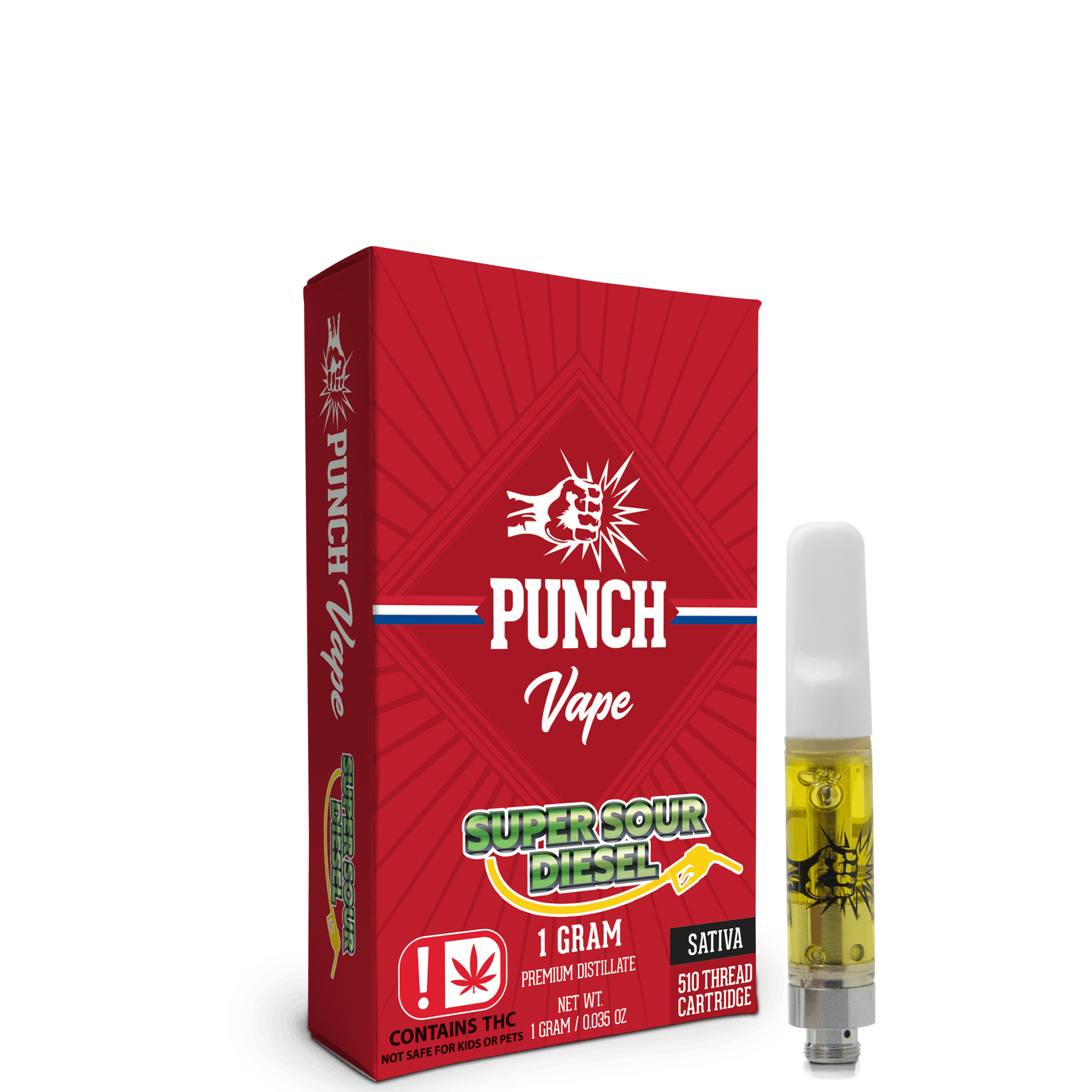 Punch - 510 Distillate Cart - Super Sour Diesel (1g) - Punch Edibles & Extracts - - $20 - Cartridges