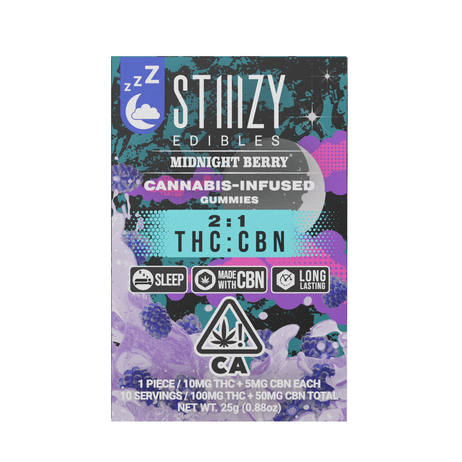 Midnight Berry 2:1 - THC:CBN Gummies - STIIIZY - 10 Gummies - $13.99 - Edibles