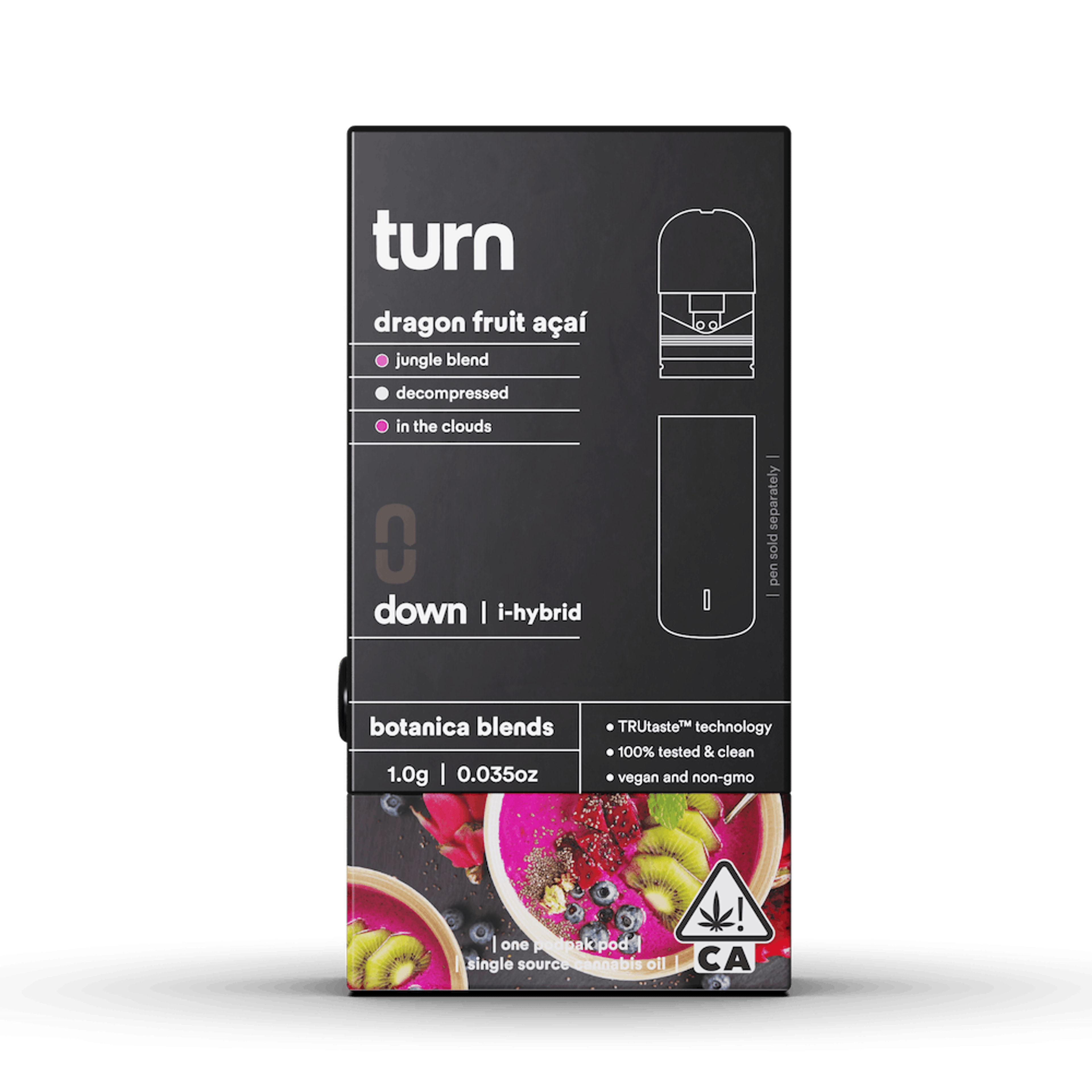 turn: 1.0g pod | dragon fruit açaí | botanica blends | down | - turn - - $45 - Pods