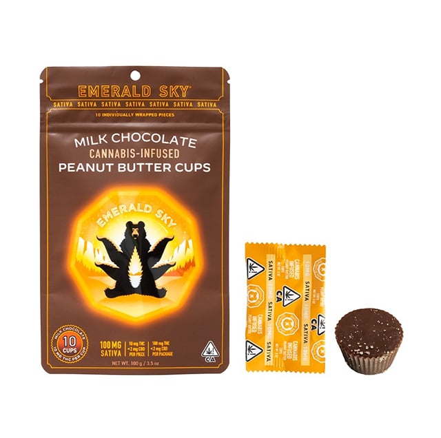SATIVA PEANUT BUTTER CUPS | 10-PACK | EMERALD SKY