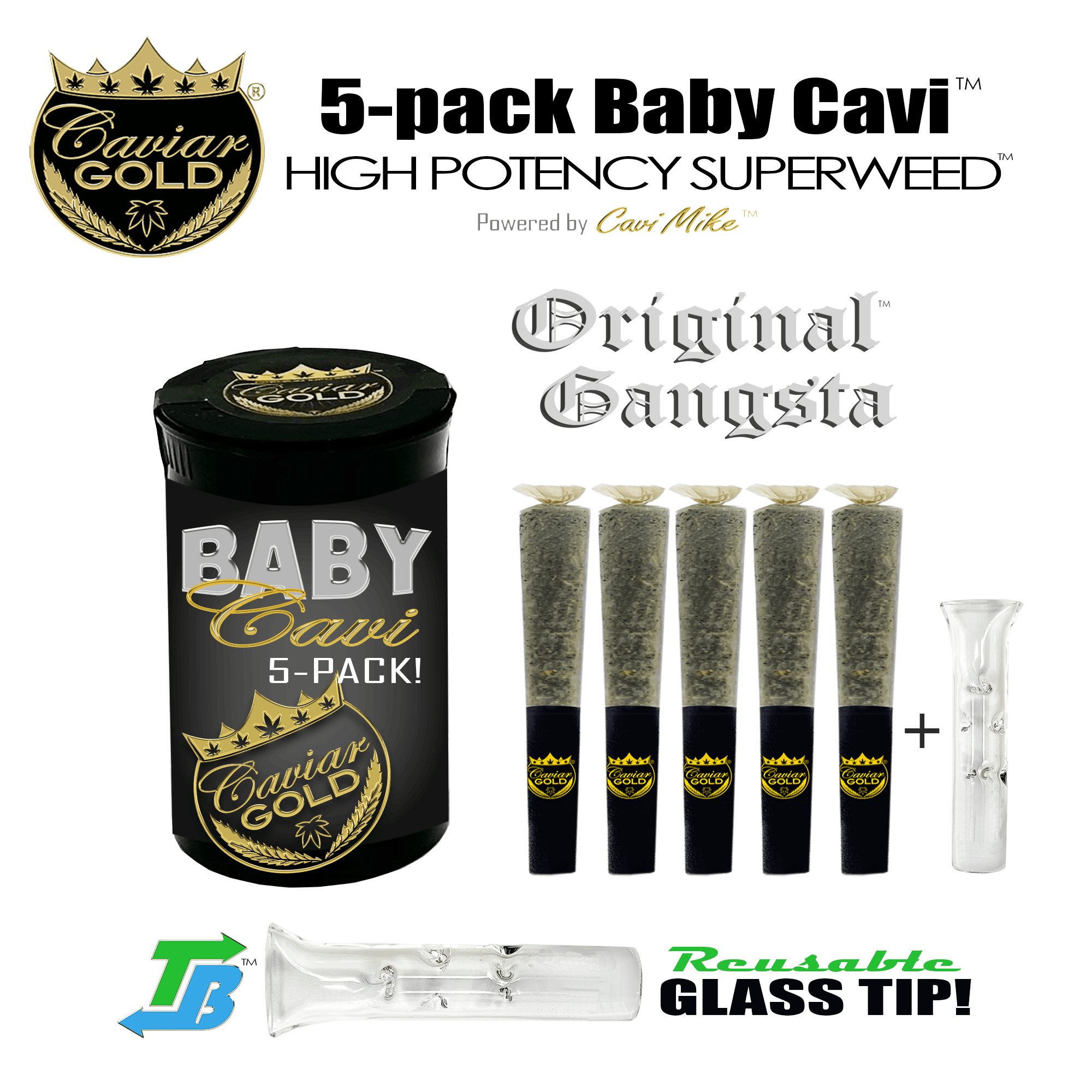 Caviar Gold Baby Cavi | .5gx5pk - Original Gangsta - Indica - Caviar Gold -  - $38 - Pre-Rolls