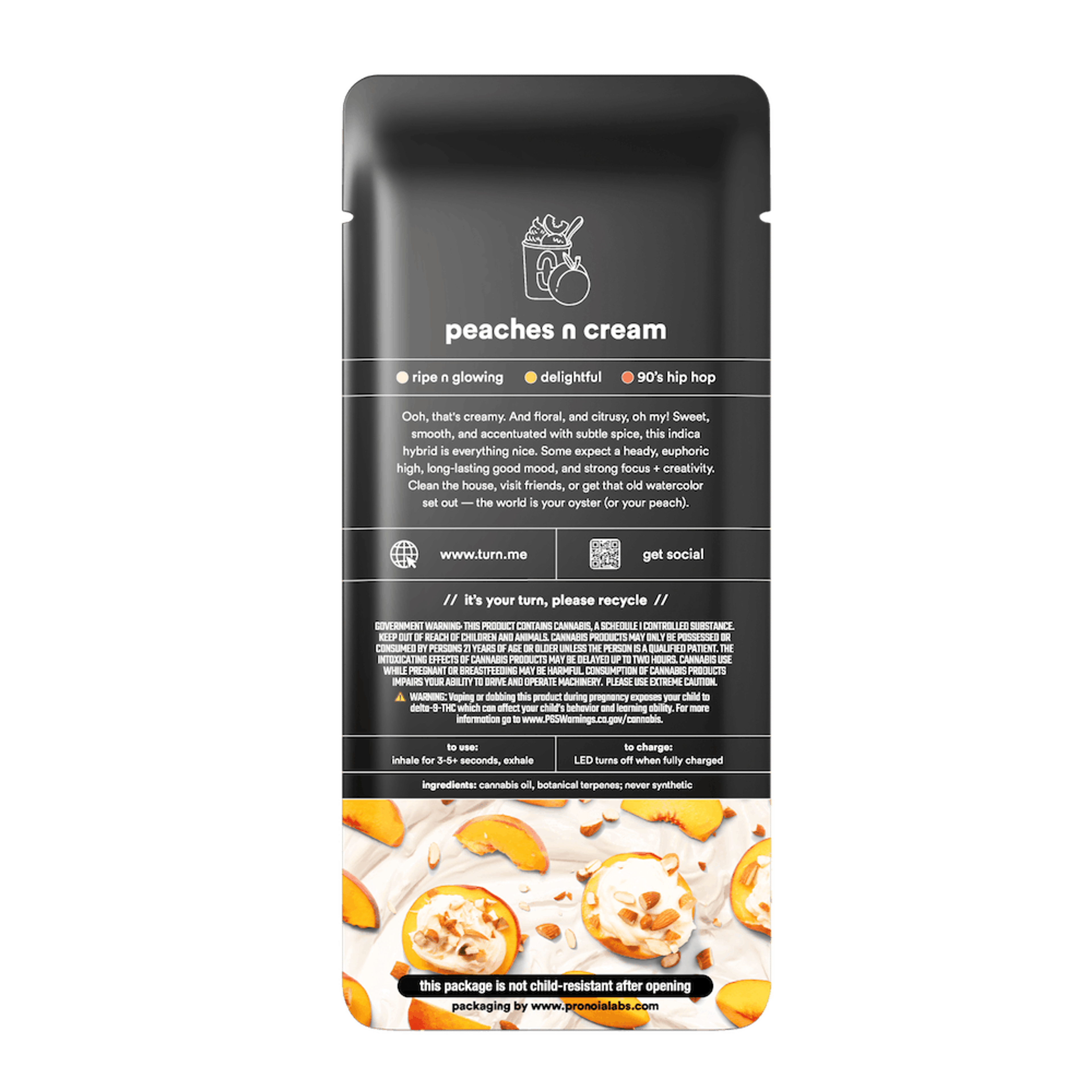 Turn Down Botanica Blends | 1g Peaches n Cream - AIO - Indica Hybrid - Turn - - $27 - All-In-Ones