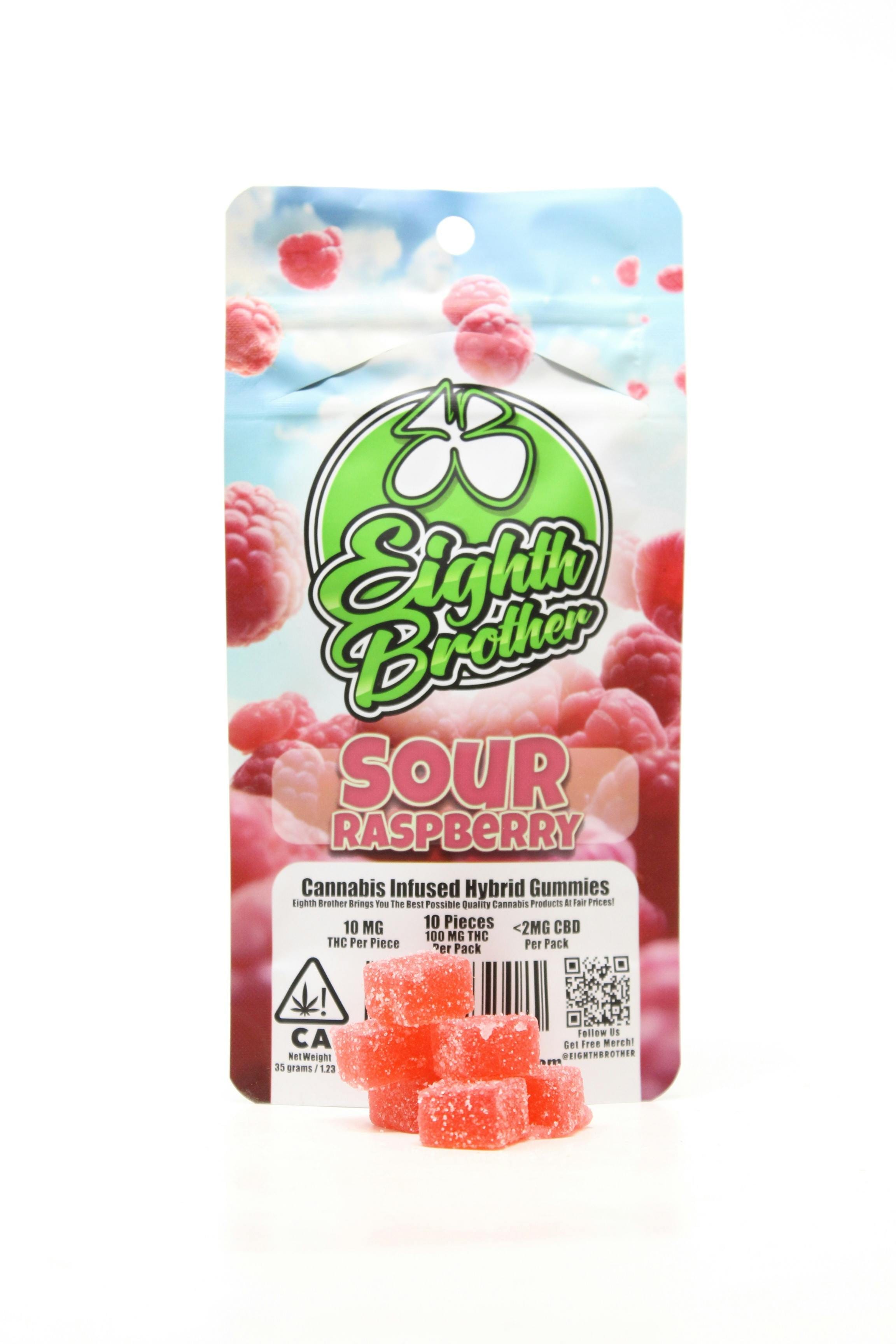 EIGHTH BROTHER - Sour Raspberry Gummies - 10pk 100mg - Eighth Brother - Bag - $8 - Edibles