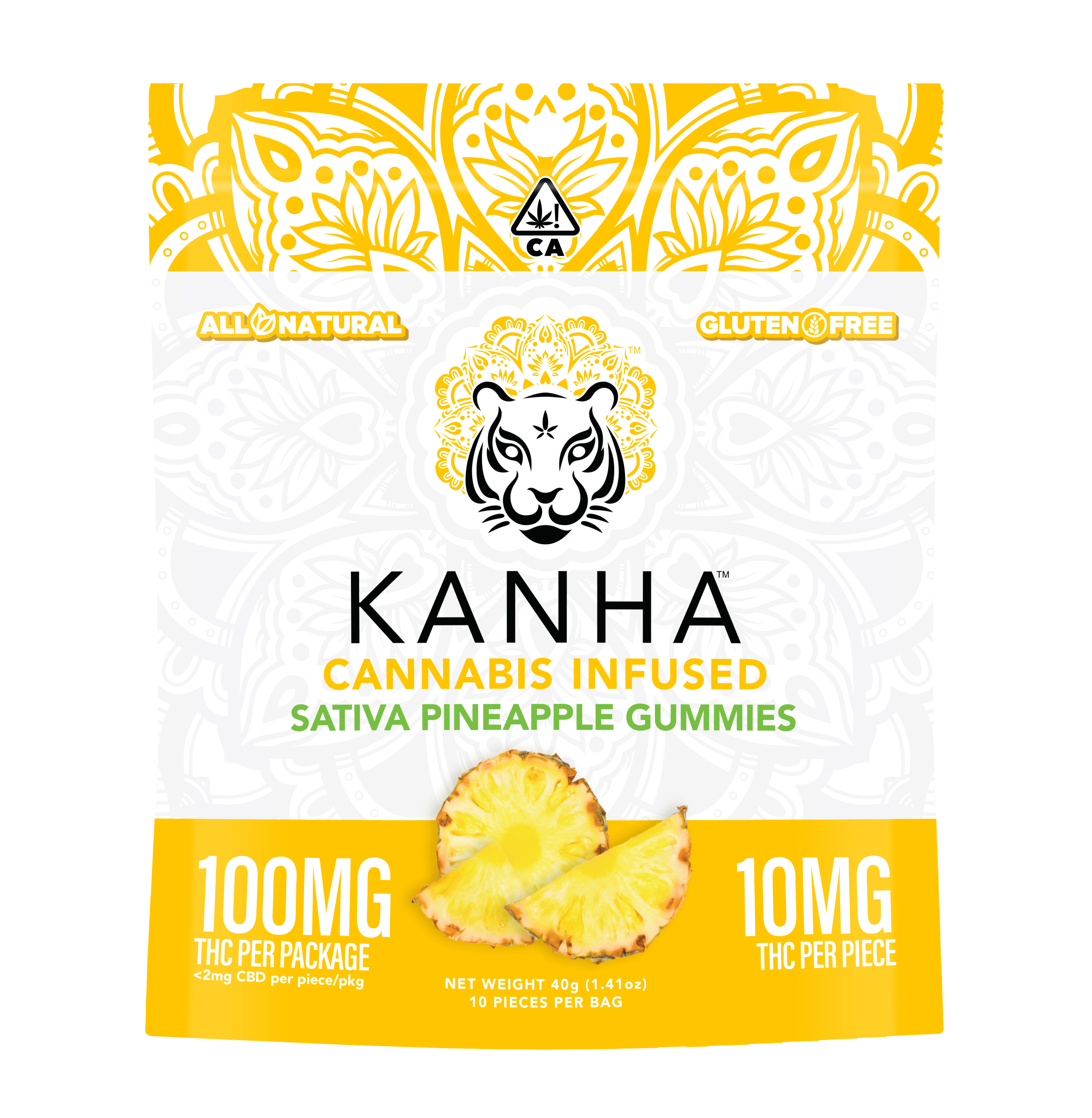 Pineapple - 100mg Gummies - Kanha - 10 Pack Sativa Gummies - $16 - Gummies