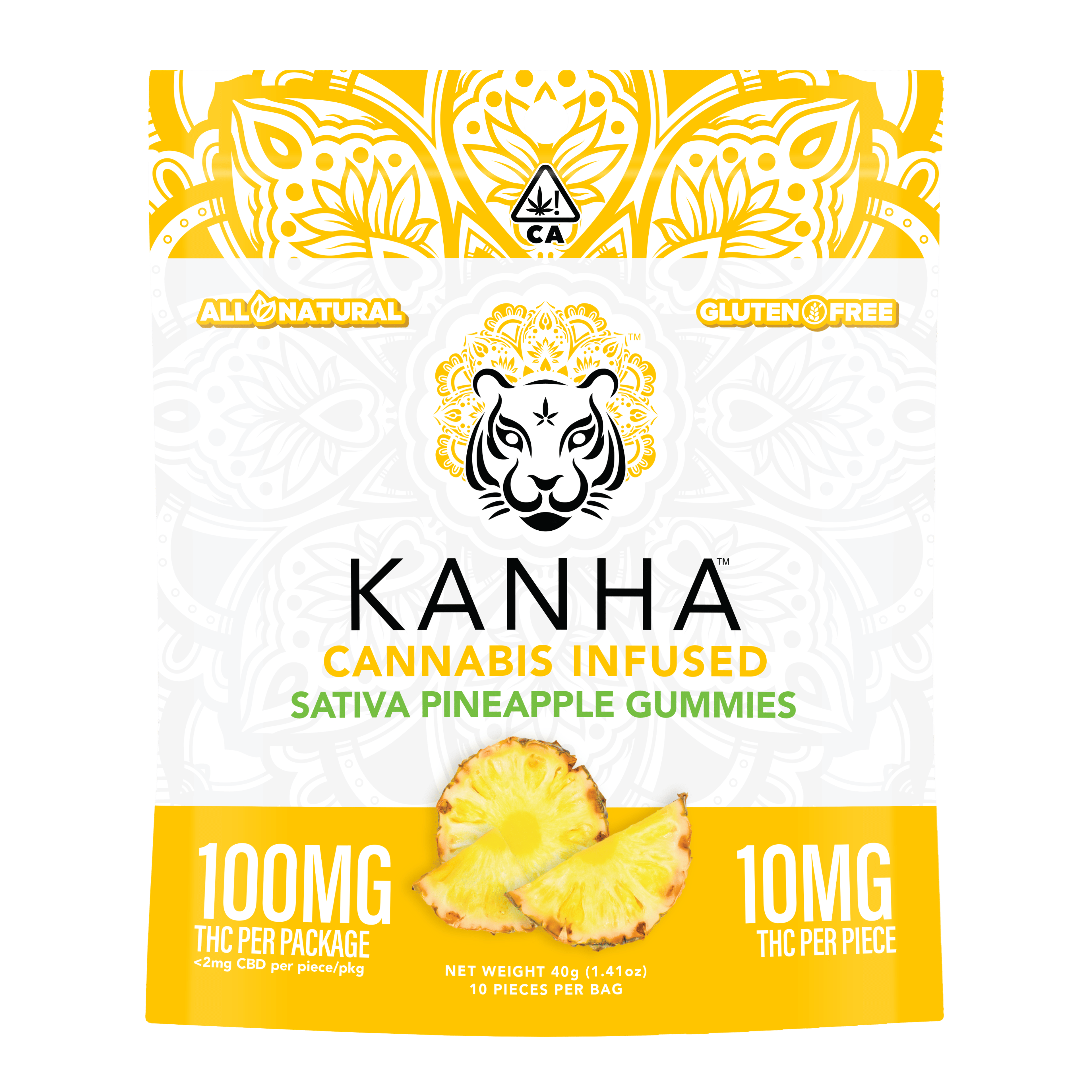 Pineapple - 100mg Gummies - Kanha - 10 Pack Sativa Gummies - $16 - Gummies