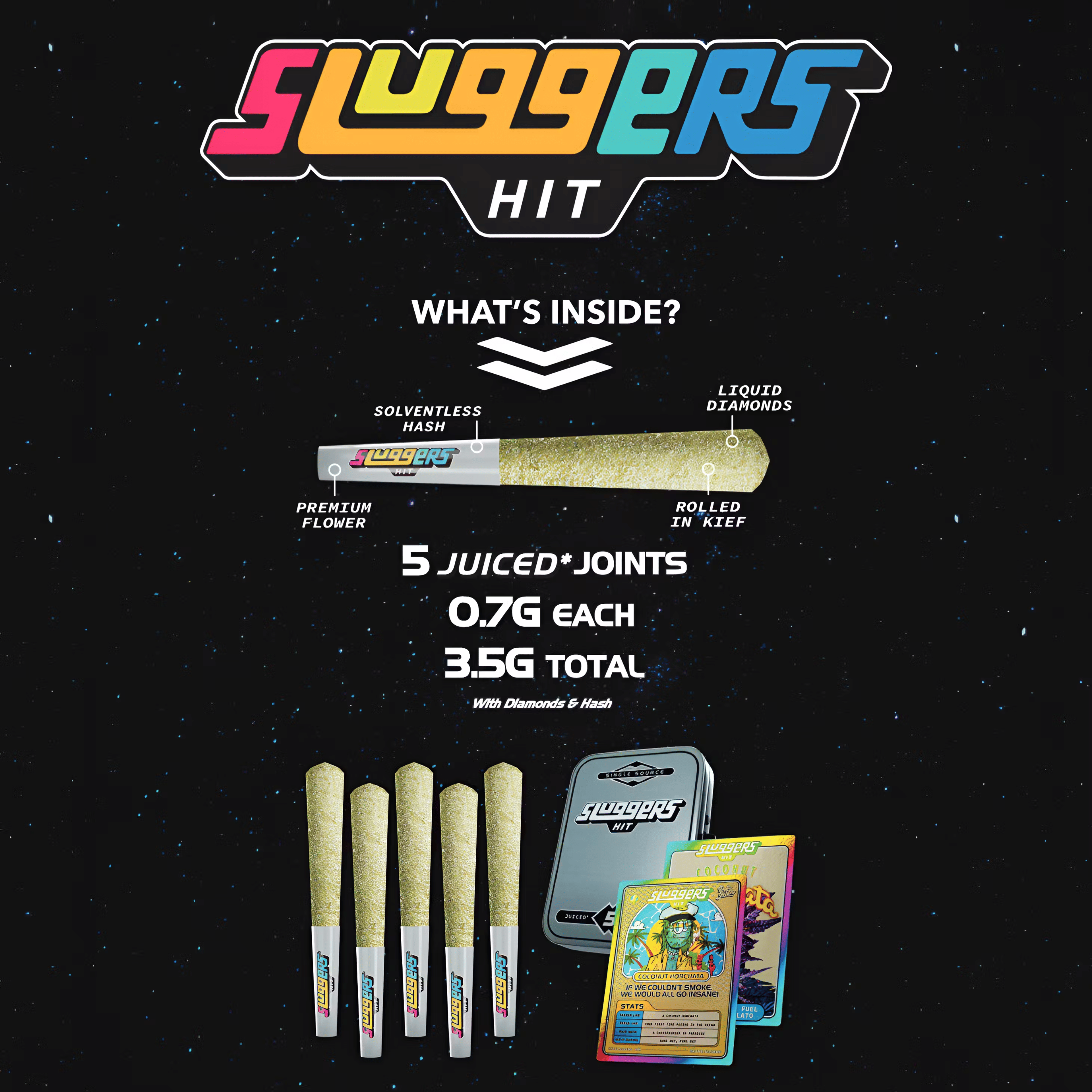 Sluggers x Gashouse - Pluto - Infused Pre-Rolls (5 Pack) - 3.5g - Sluggers - - $35.99 - Pre-Rolls