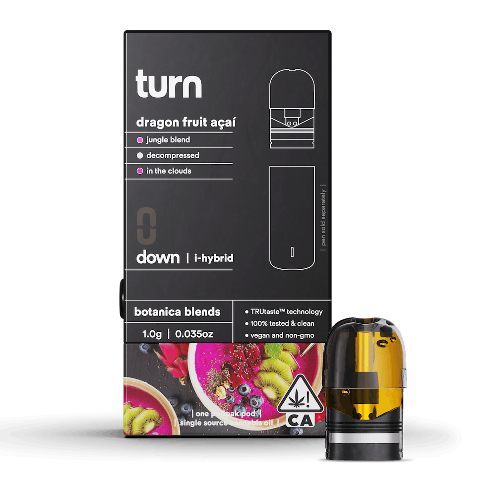 turn: 1.0g pod | dragon fruit açaí | botanica blends | down | - turn -  - $45 - Pods