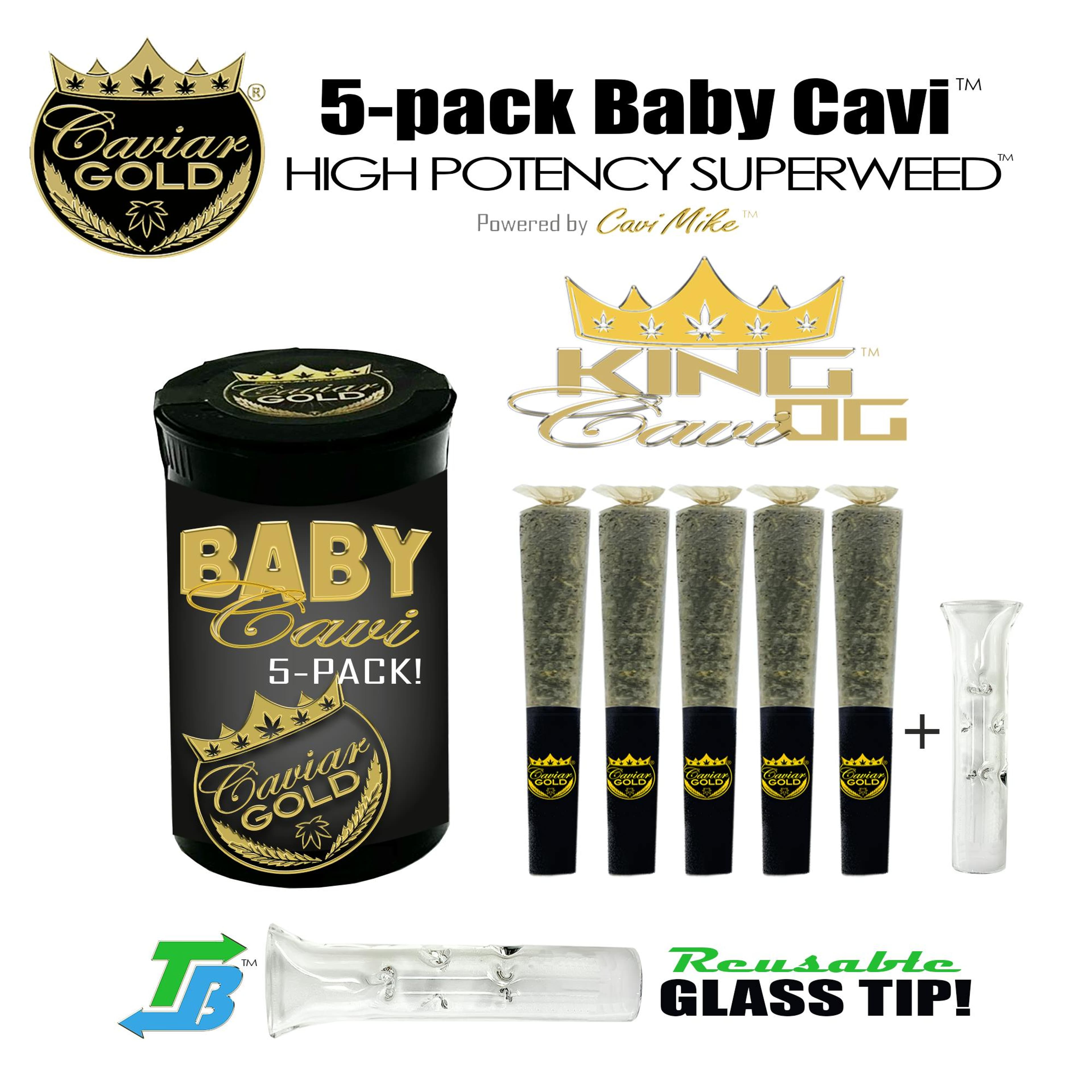 Caviar Gold l Baby Cavi l King Cavi OG l 2.5g 5pk - Caviar Gold - - $38 - Pre-Rolls